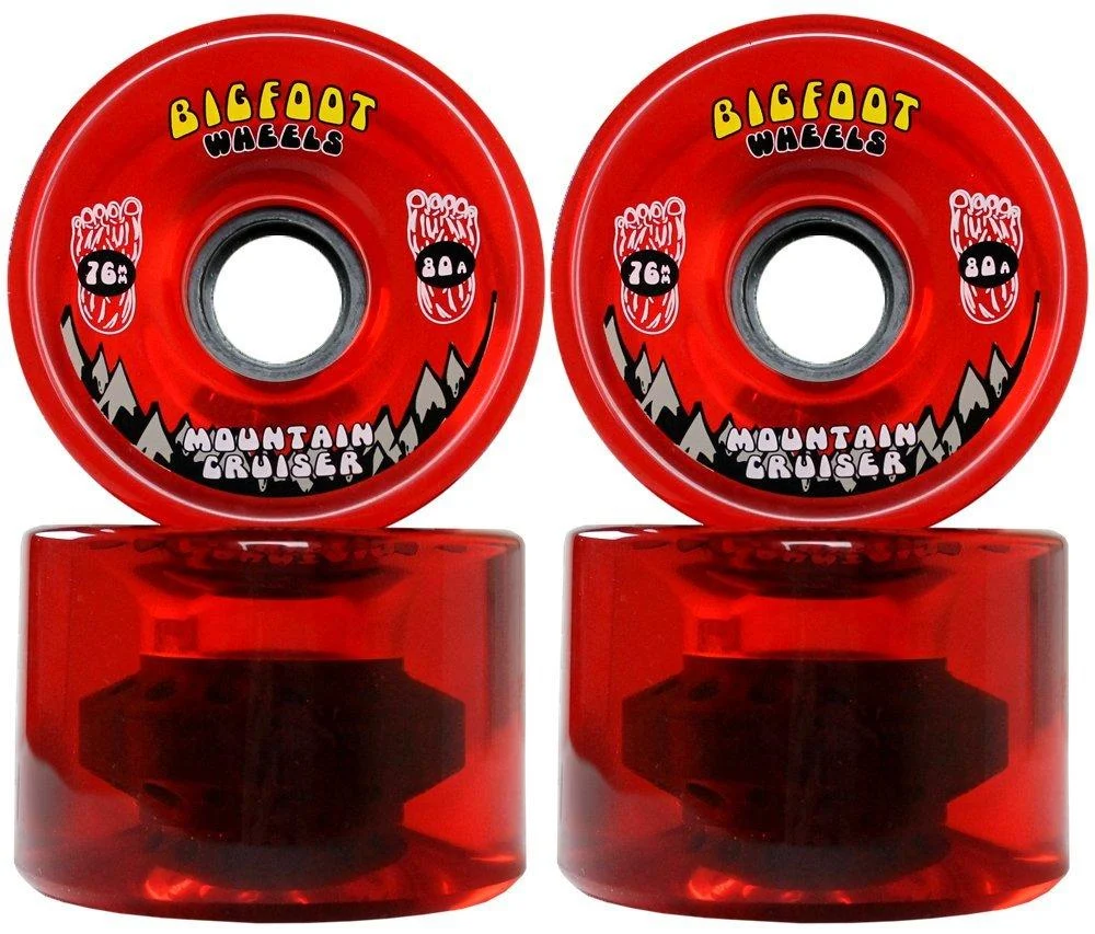 Bigfoot Longboard Wheels 76mm 80A SHR Mountain Cruisers Translucent Red - TGM Skateboards