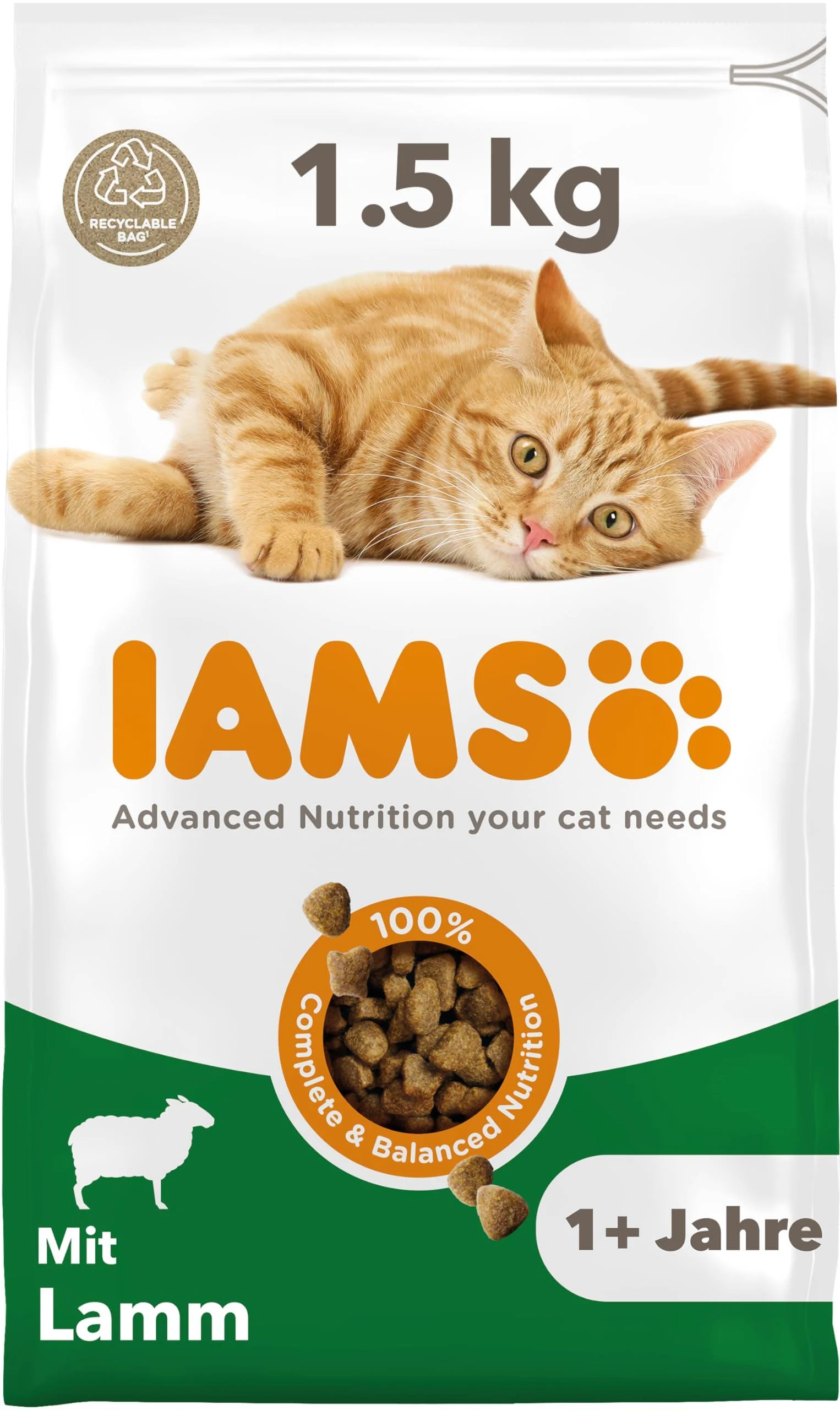 IAMS dry cat food with lamb - dry food for cats aged 1-6 years 1.5 kg lamb 1.5 kg (1 pack)