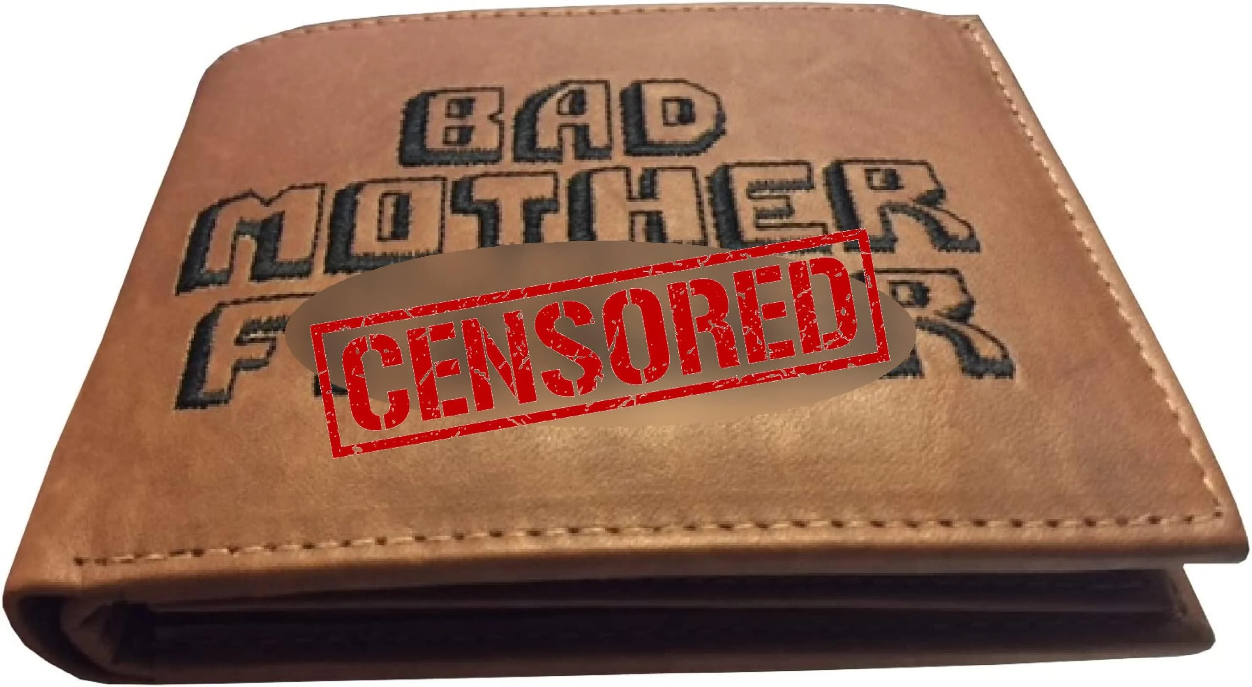 BMF Wallet Men's Original Bi-fold Embroidered Brown Genuine Leather Tall Version (Brown)