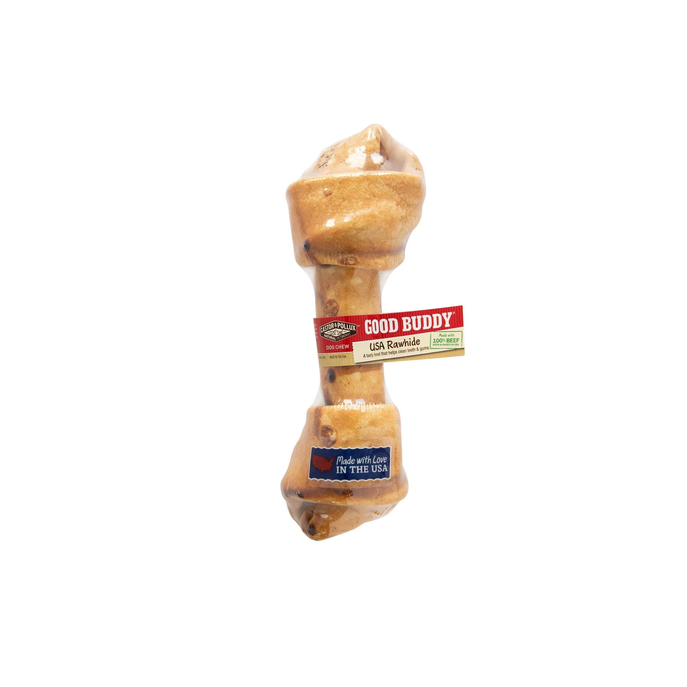 Castor & Pollux Good Buddy Made in USA Natural Chicken Flavor Rawhide Dog Bone Treats 8-9 (Pack of 1) Rawhide Bone Natural Chicken Flavor 8-9 Inch (Pack of 1)