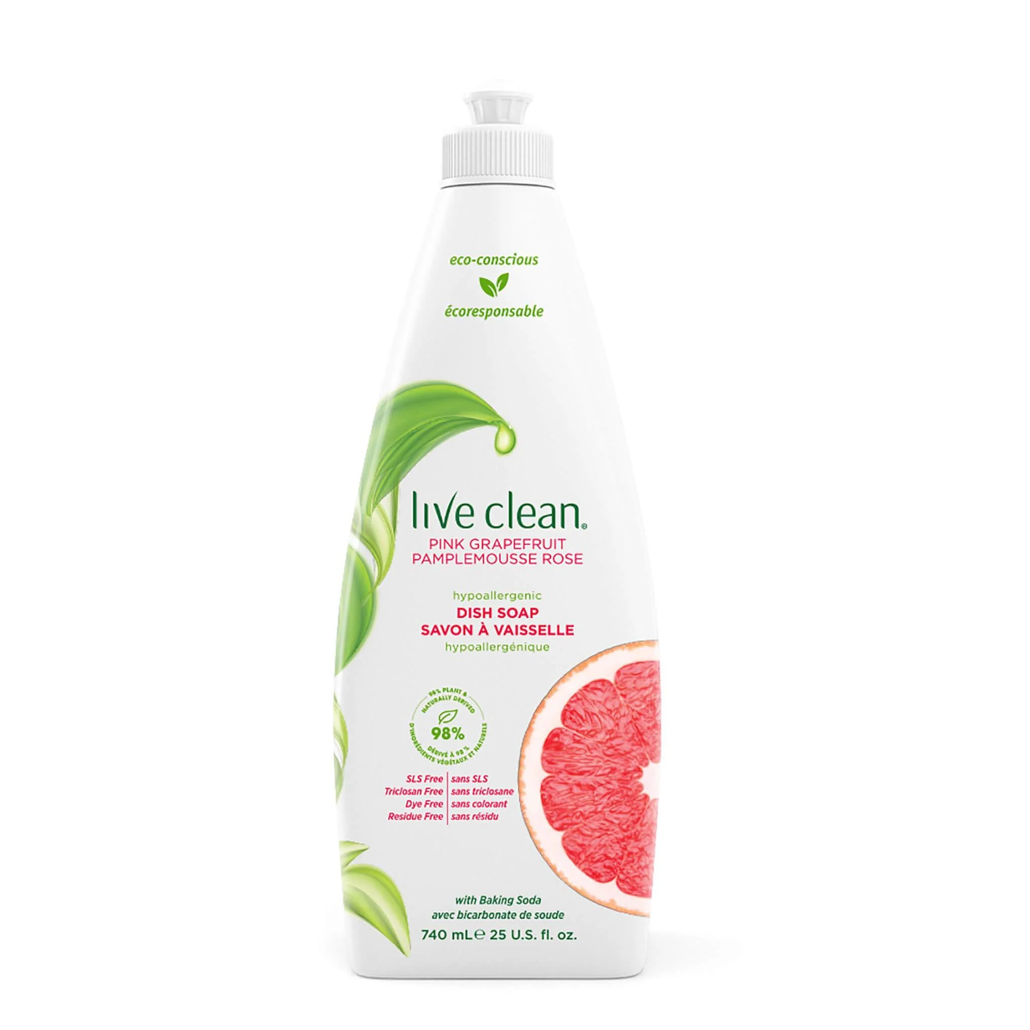 Live Clean Dish Soap Pink Grapefruit 740 mL