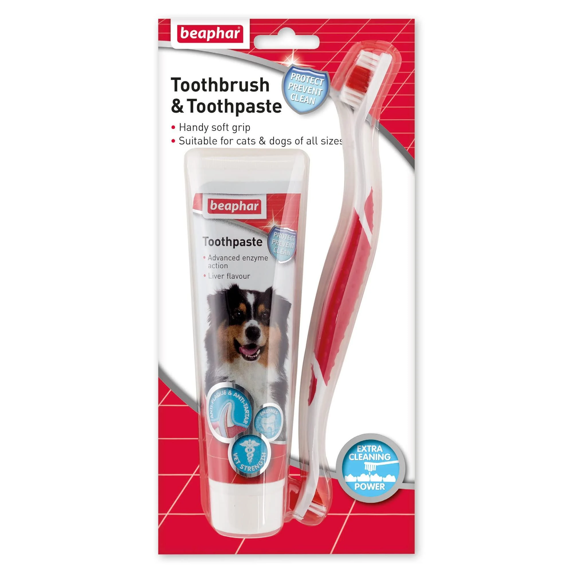 Beaphar | Toothbrush & Toothpaste Dental Care Kit | For Dogs & Cats | Includes a Double-Ended Toothbrush & Liver-Flavoured Enzymatic Toothpaste 100g Tube 2 Count ( Pack of 1) Single