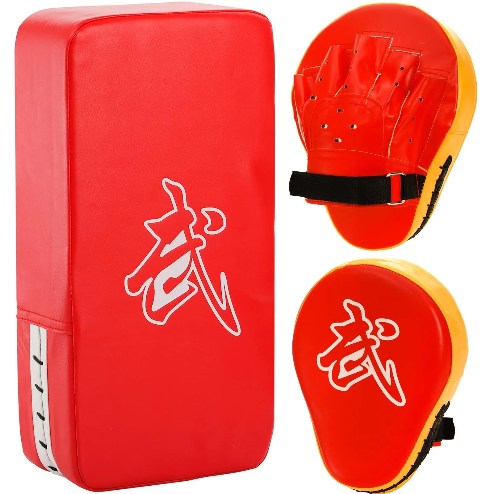 WUWEOT 2-in-1 Punching Mitts Kick Pack Set Boxing Gloves Taekwondo Kick Pad Boxing Pads Curved Focus Punching Mitts Adjustable Soft Shield Durable Training Pads Set