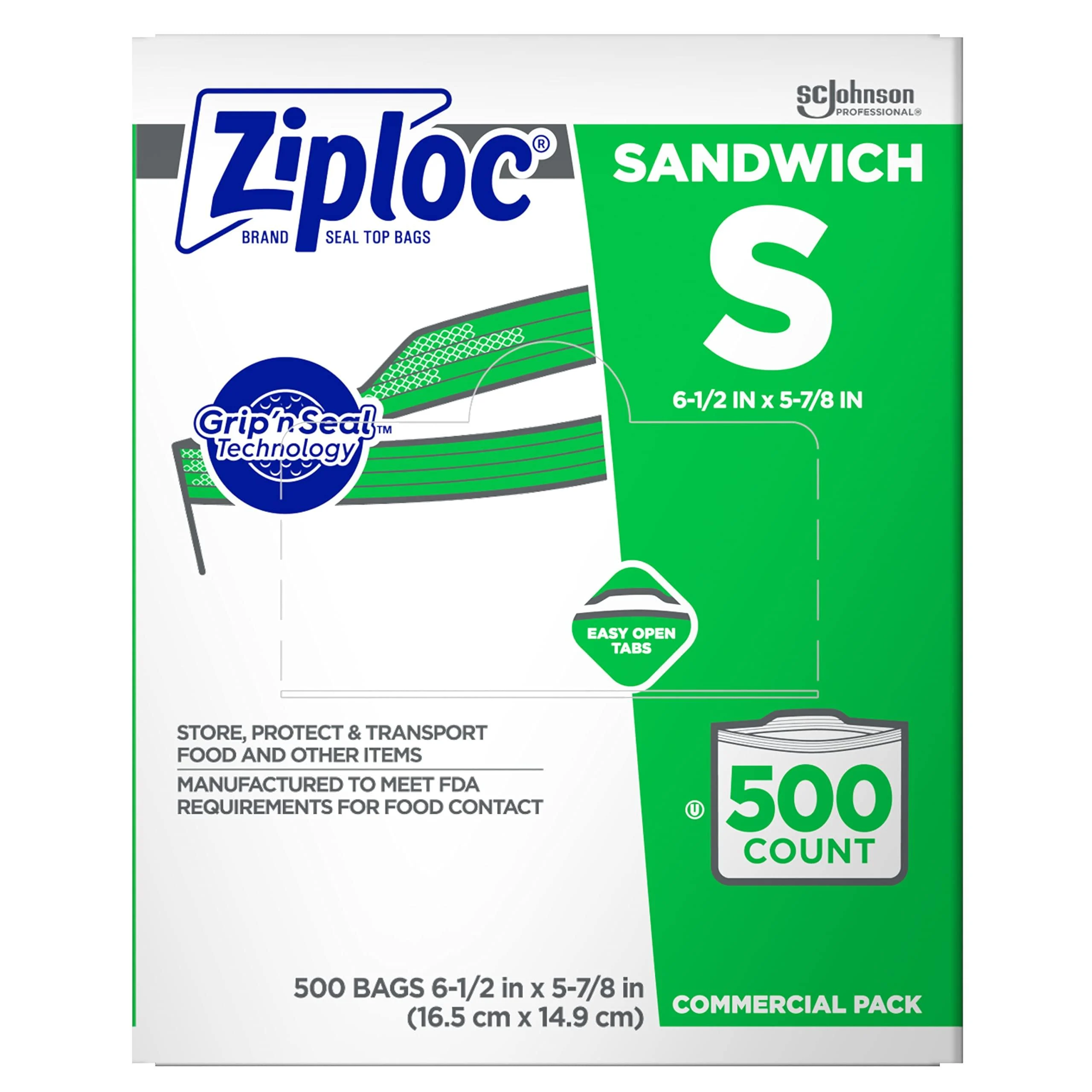 Ziploc Sandwich Bags Easy Open Tabs 500 Count 500 Count (Pack of 1) - SC Johnson Professional