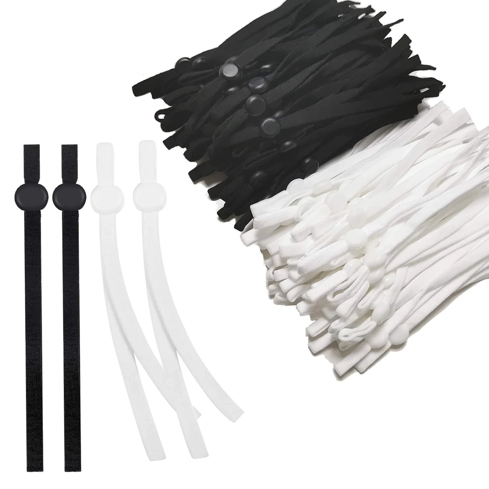 200PCS Black & White Face Mask Elastic,Retractable Elastic String for Masks,Elastic for mask with Adjustable Buckle, Sewing Comfortable Ear Hanging Rope Black & White 200PCS - AWCCXMYM