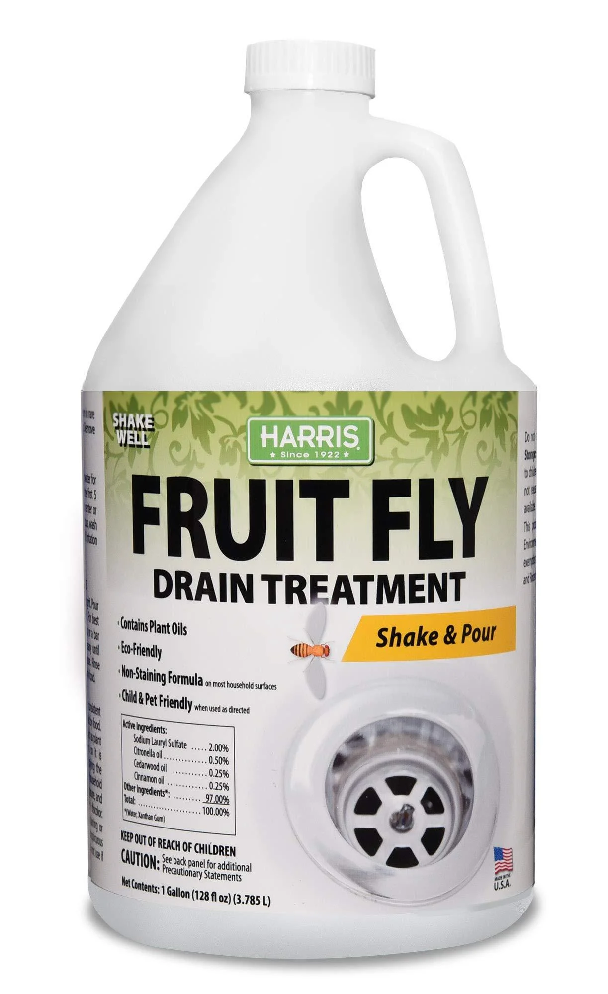 Harris Fruit Fly Drain Treatment Gel, Drain and Fruit Fly Killer for Indoor, 128oz 128 fl oz