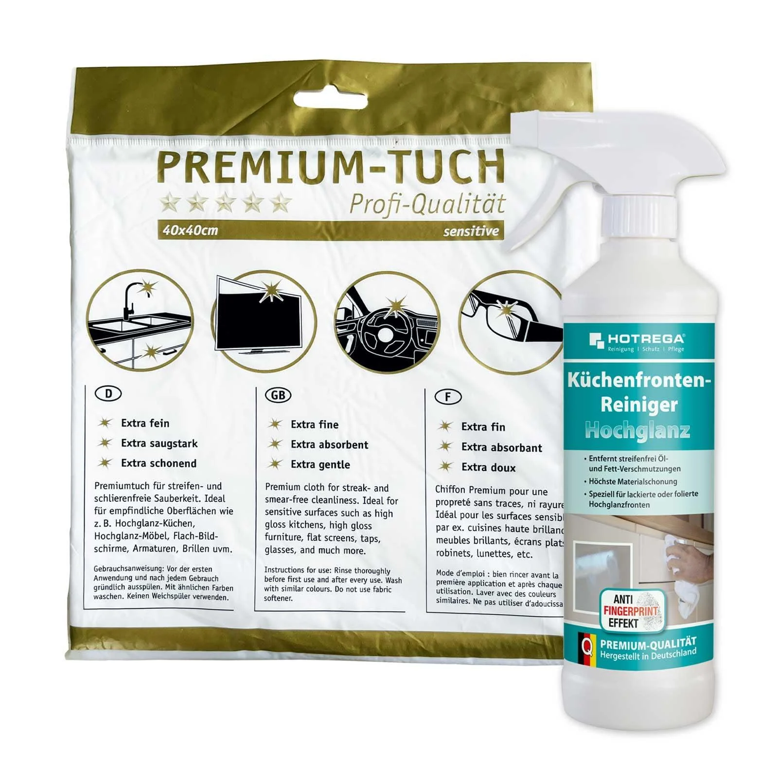 Hotrega kitchen fronts cleaner high gloss 500ml cleaning kitchen cleaner intensive cleaner front cleaner (500ml including microfiber cloth)