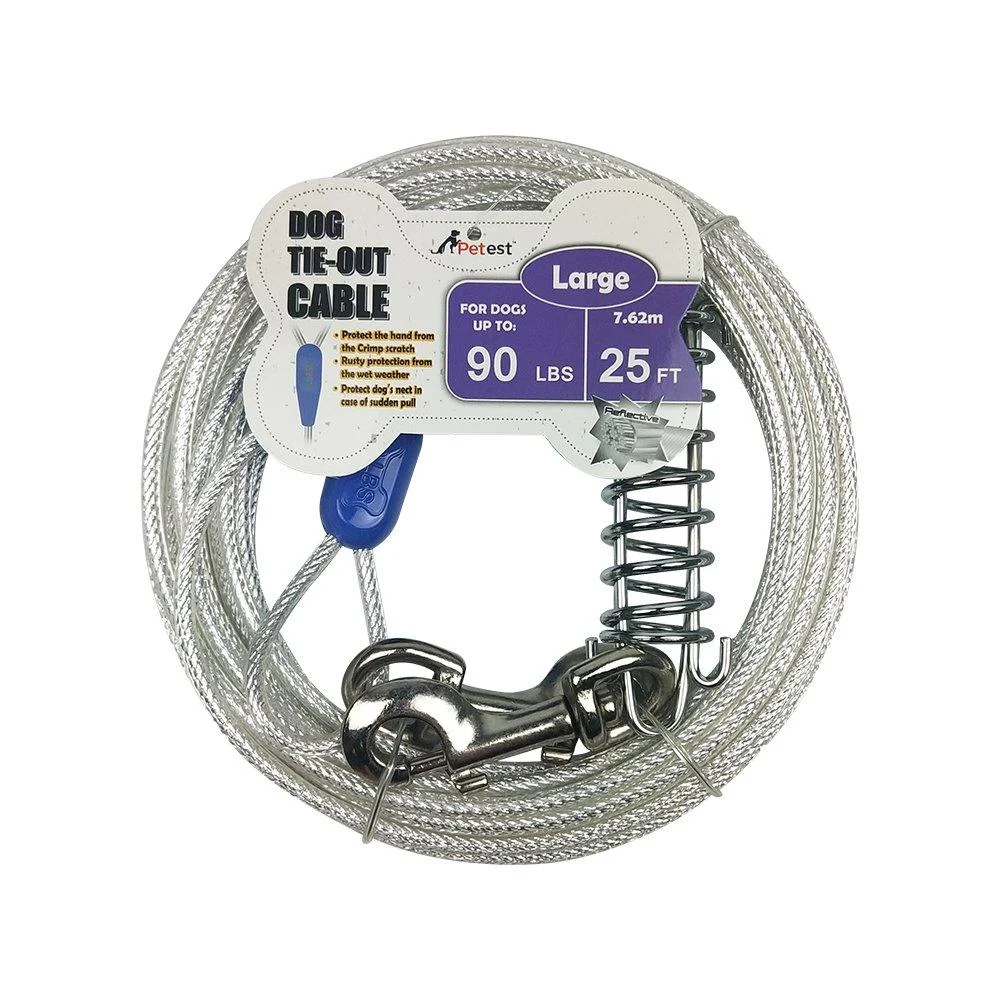Petest 25ft Reflective Traction Rope with Buffer Spring for Large Dogs up to 90lbs25ft Blue/Silver