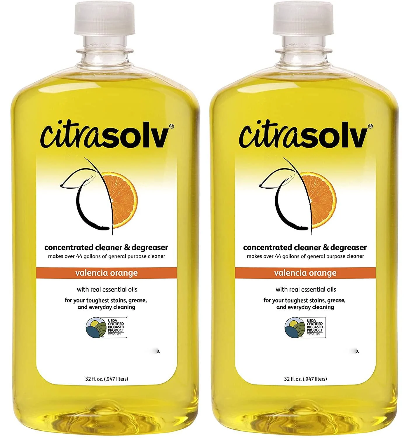 Citra Solv | Concentrated Cleaner & Degreaser | Household Cleaner | Valencia Orange | 32 Fl Oz | 2 Pack 32 Fl Oz (Pack of 2) 2 Pack