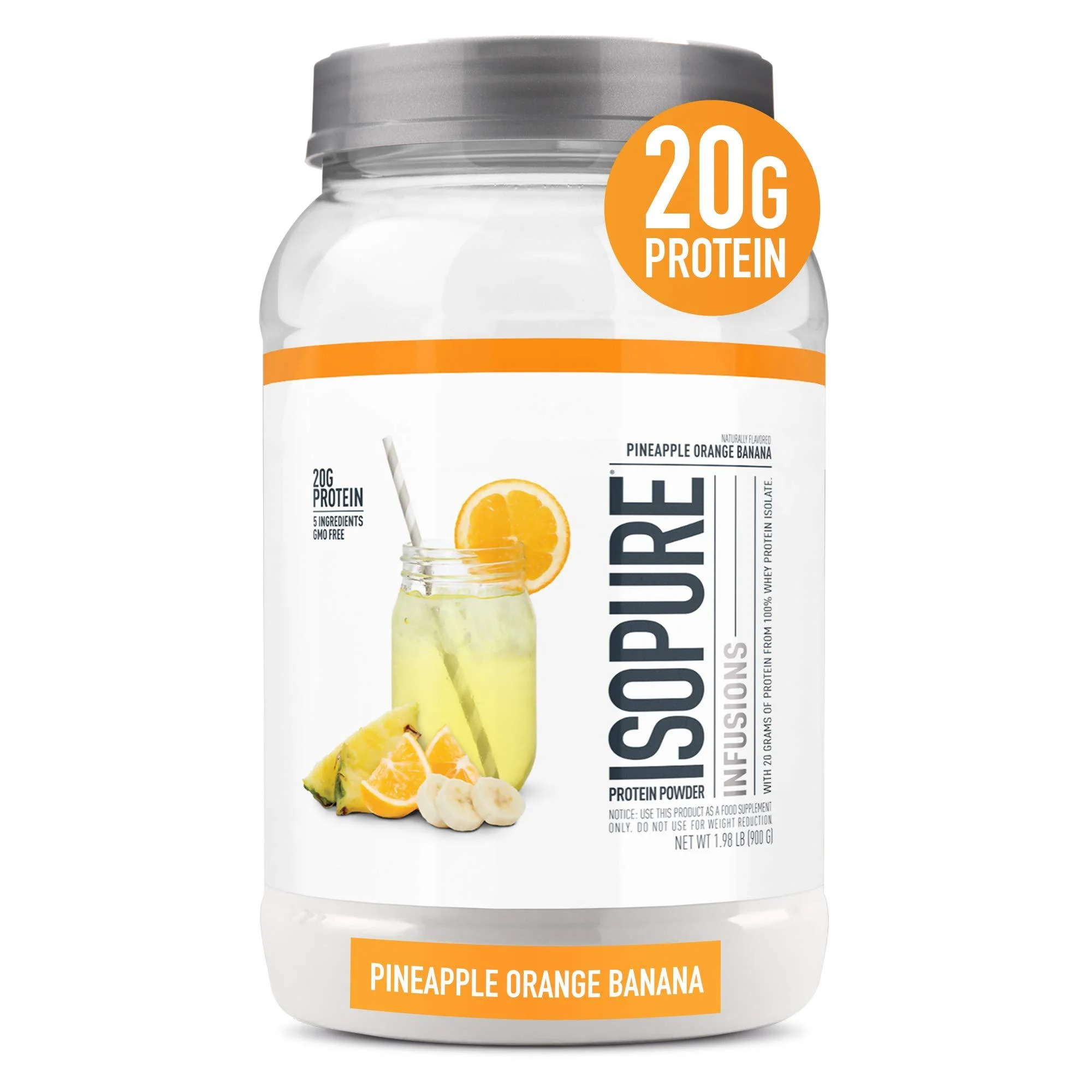Isopure Protein Powder Clear Whey Isolate Protein Post Workout Recovery Drink Mix Gluten Free with Zero Added Sugar Infusions- Pineapple Orange Banana 36 Servings Pineapple Orange Banana 36 Servings (Pack of 1)