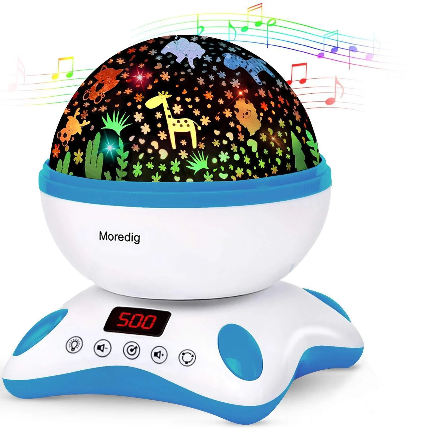 Moredig Baby Projector Night Light Night Light Kids Projector with 12 Music and Timer Remote Kids Night Light for Bedroom with 8 Lighting Modes Gifts for Baby Boy Gifts - Blue Blue White