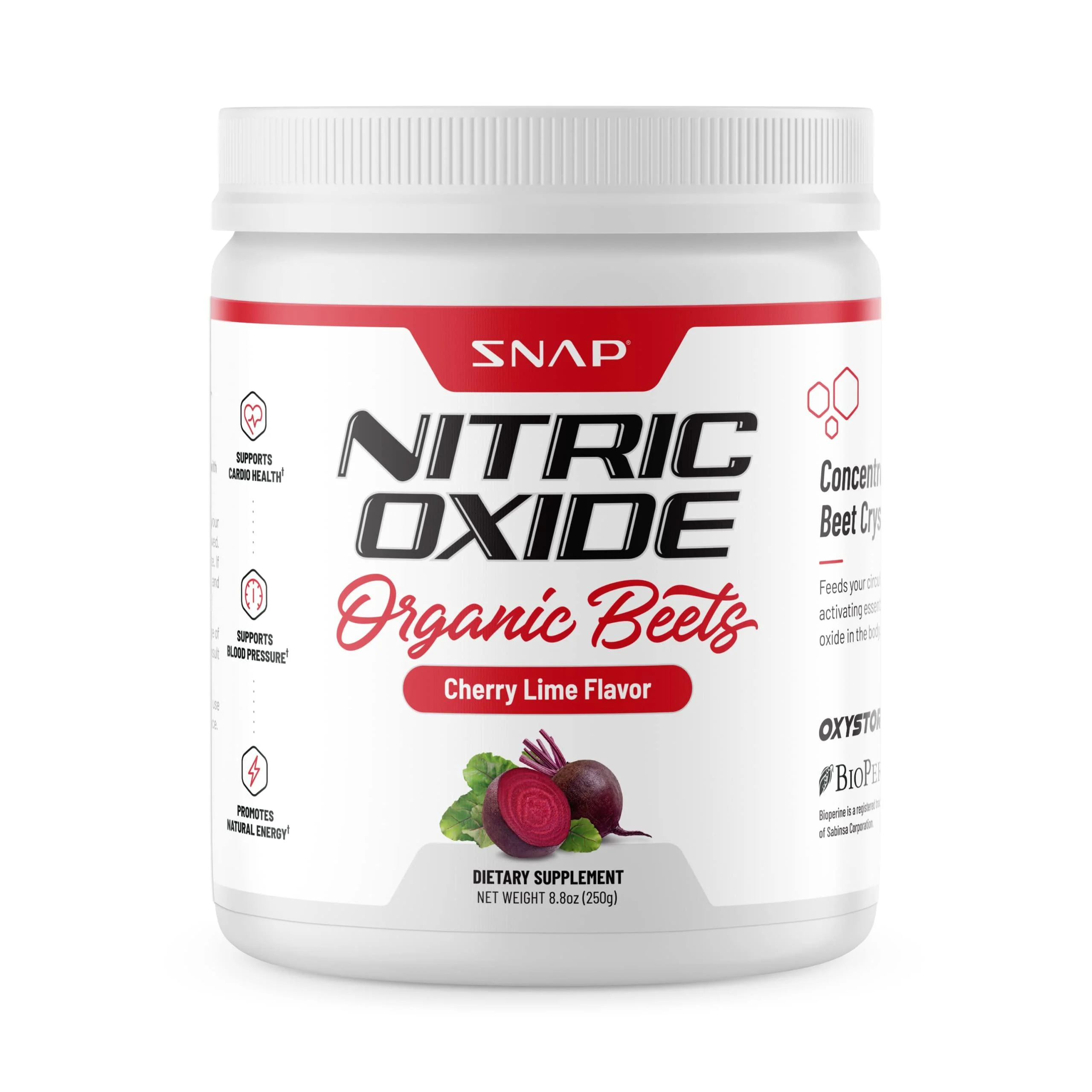 Beet Root Powder Organic - Nitric Oxide Beets by Snap Supplements - Supports Blood Pressure and Circulation Superfood, Muscle & Heart Health, 250g (30 Serving) (Cherry Lime)