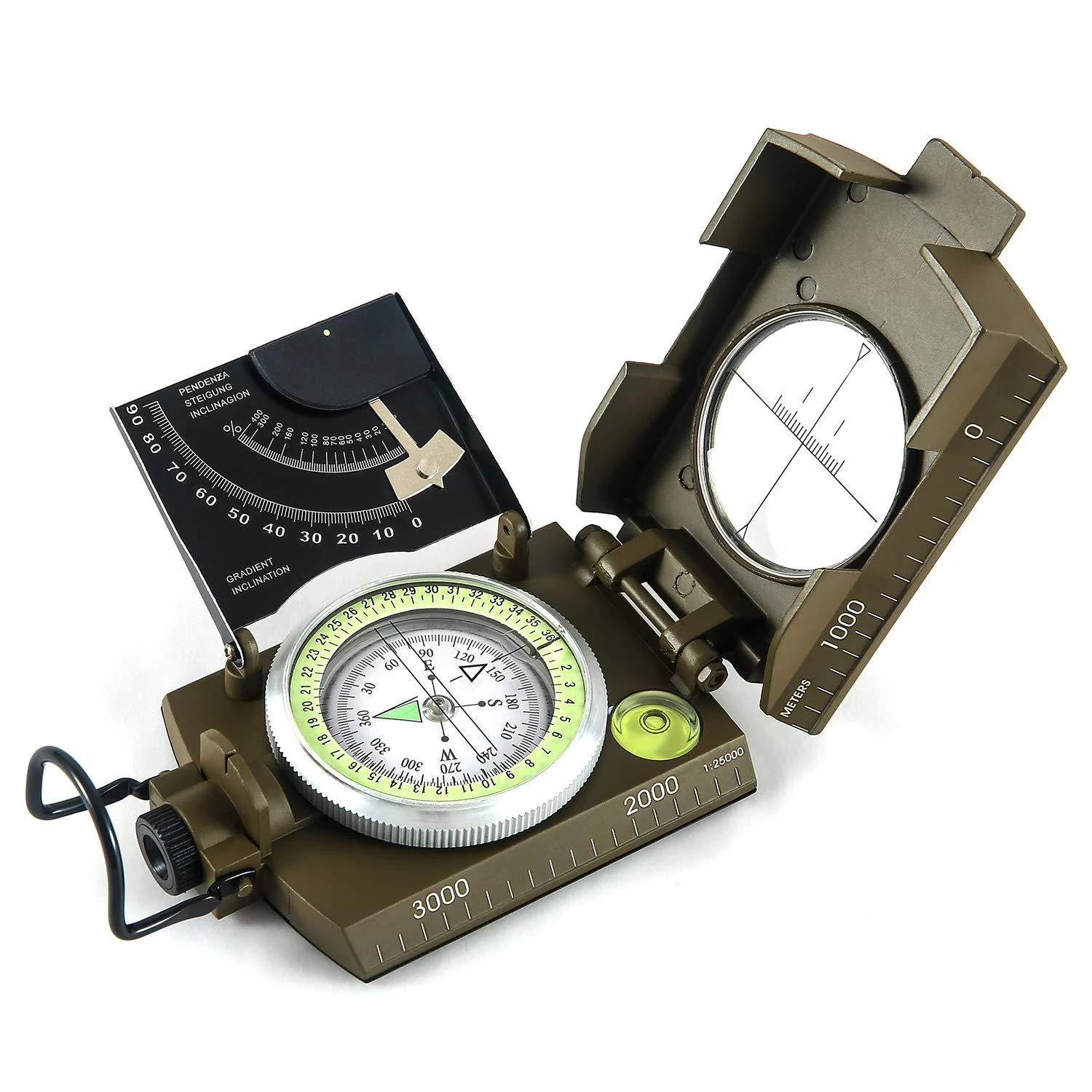 Eyeskey Multifunctional Military Sighting Navigation Compass with Inclinometer | Impact Resistant & Waterproof Compass for Hiking, Camping EK-76-Green