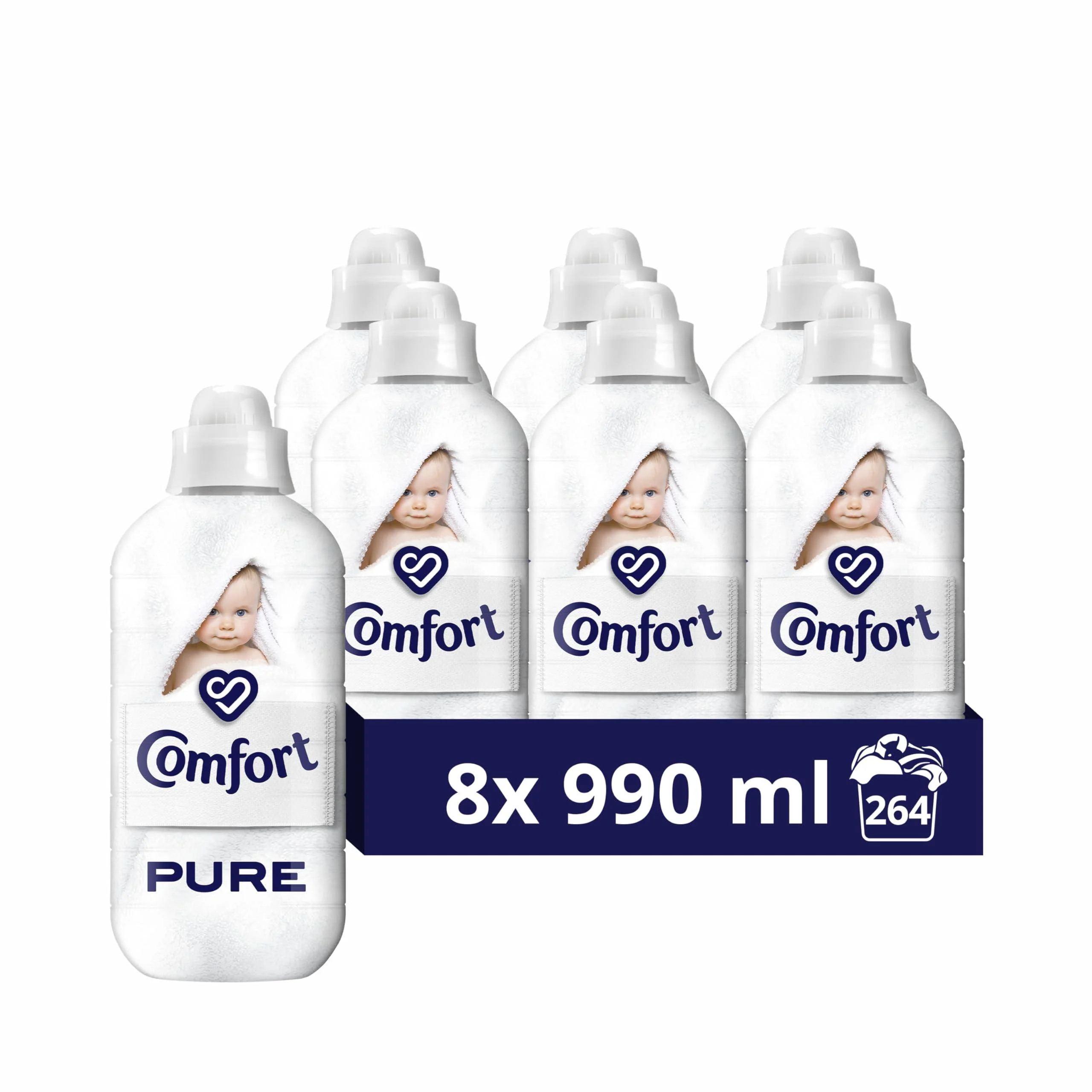 Comfort Pure Fabric Conditioner dermatologically tested gentle next to sensitive skin 8x 990 ml (264 washes)