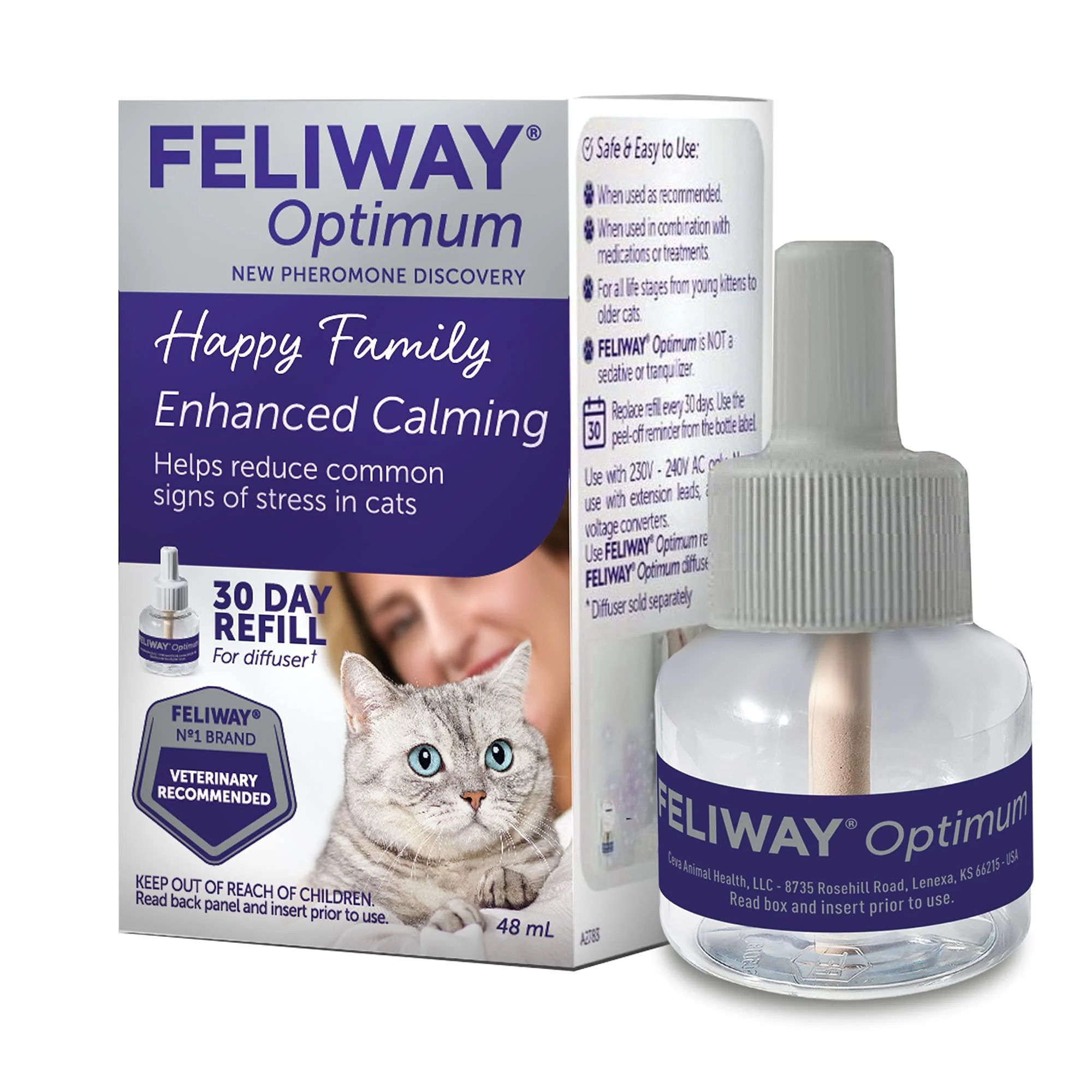 FELIWAY Optimum Cat, Enhanced Calming Pheromone Diffuser, 30 Day Refill 48 mL