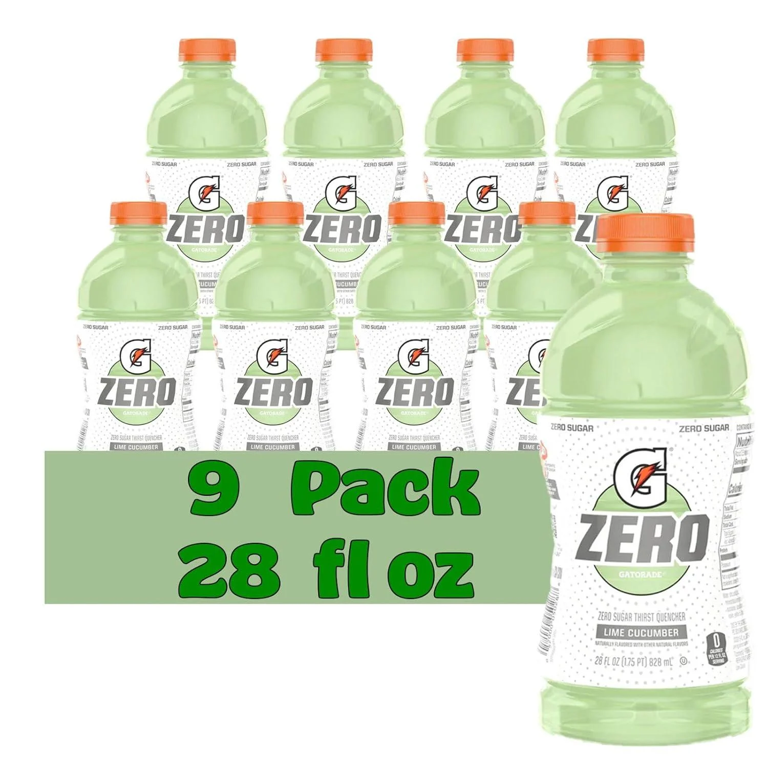 Gatorade Zero Lime Cucumber Thirst Quencher Electrolyte Enhanced Sports Drink - 28 Fl Oz - Pack Of 9