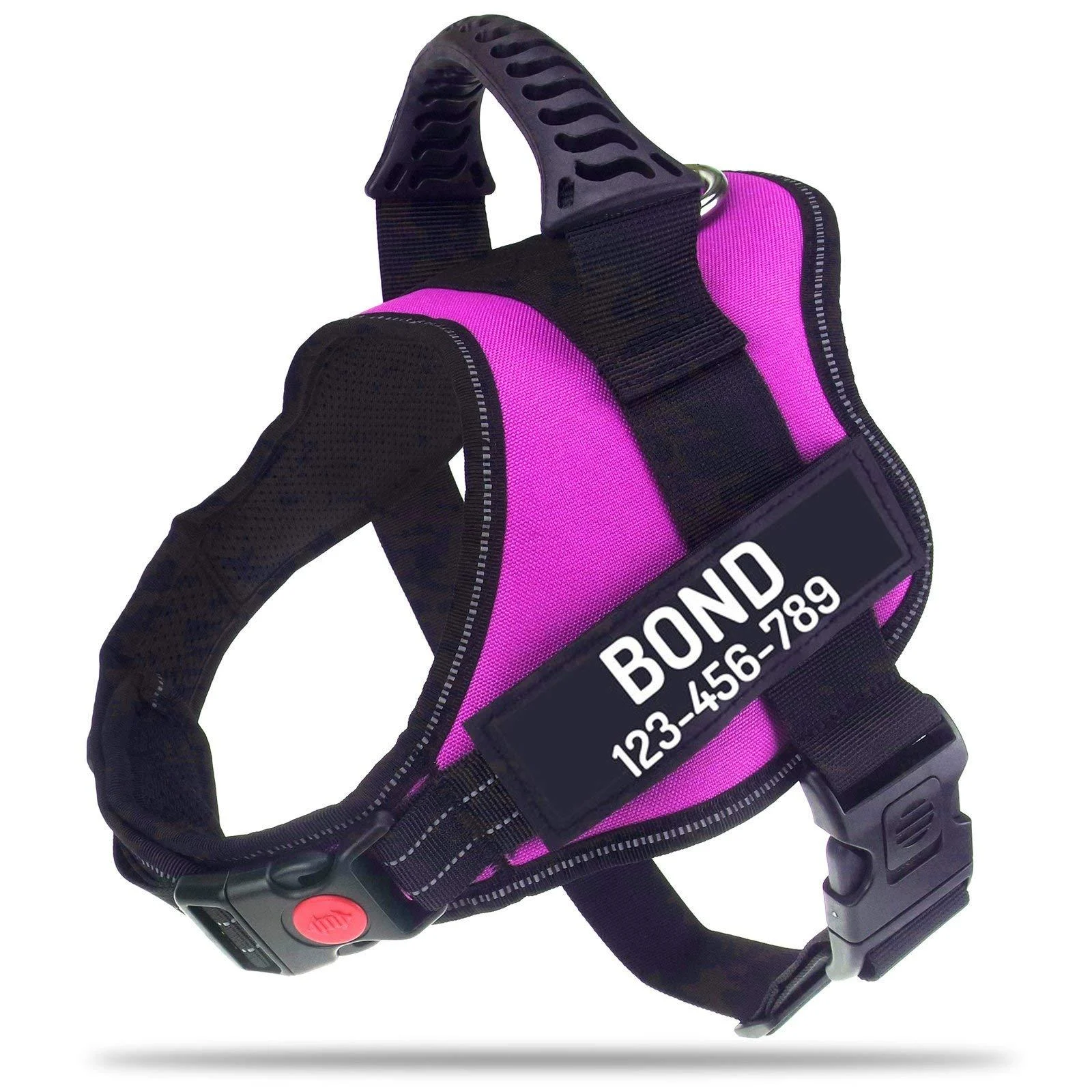 Pawpawify dog harnesses against pulling with personalized name and telephone number durable prevents tug pulling or choking for training and walking XL Chest 32-44in pink