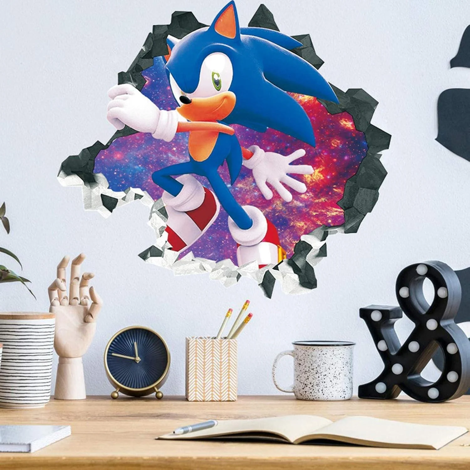 TGEJKIC Sonic The Hedgehog Cartoon 3D Broken Wall Stickers - Generic