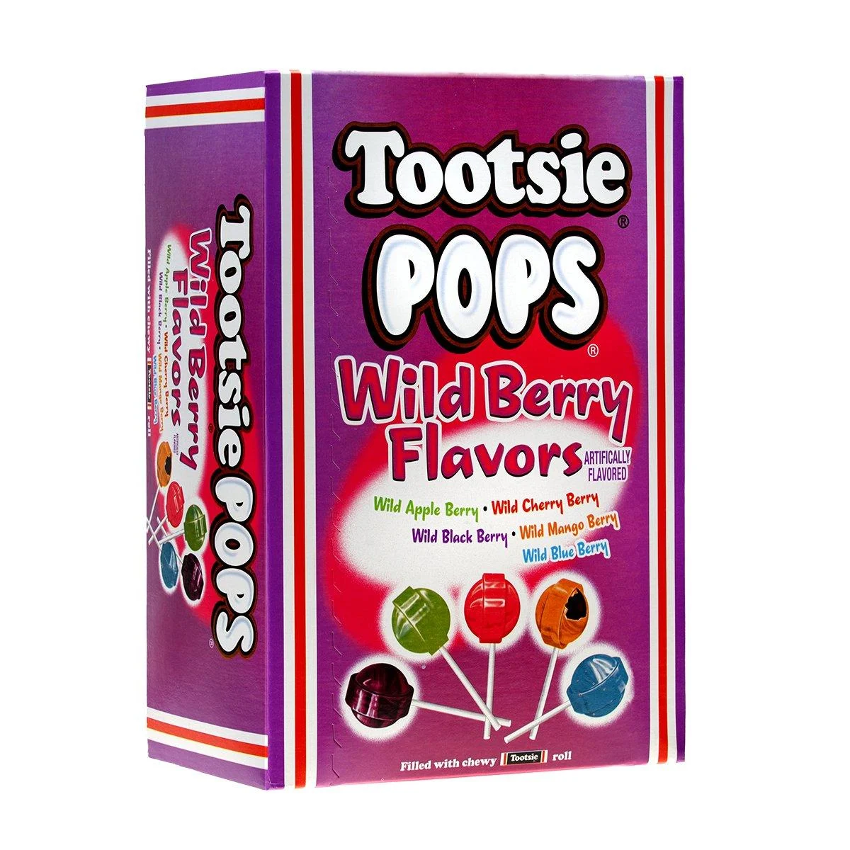 Tootsie Pops Assorted Wild Berry Flavors with Chocolatey Center 3.75 Pound 100 Count (Pack of 1) Peanut Free Gluten Free - Tootsie Roll