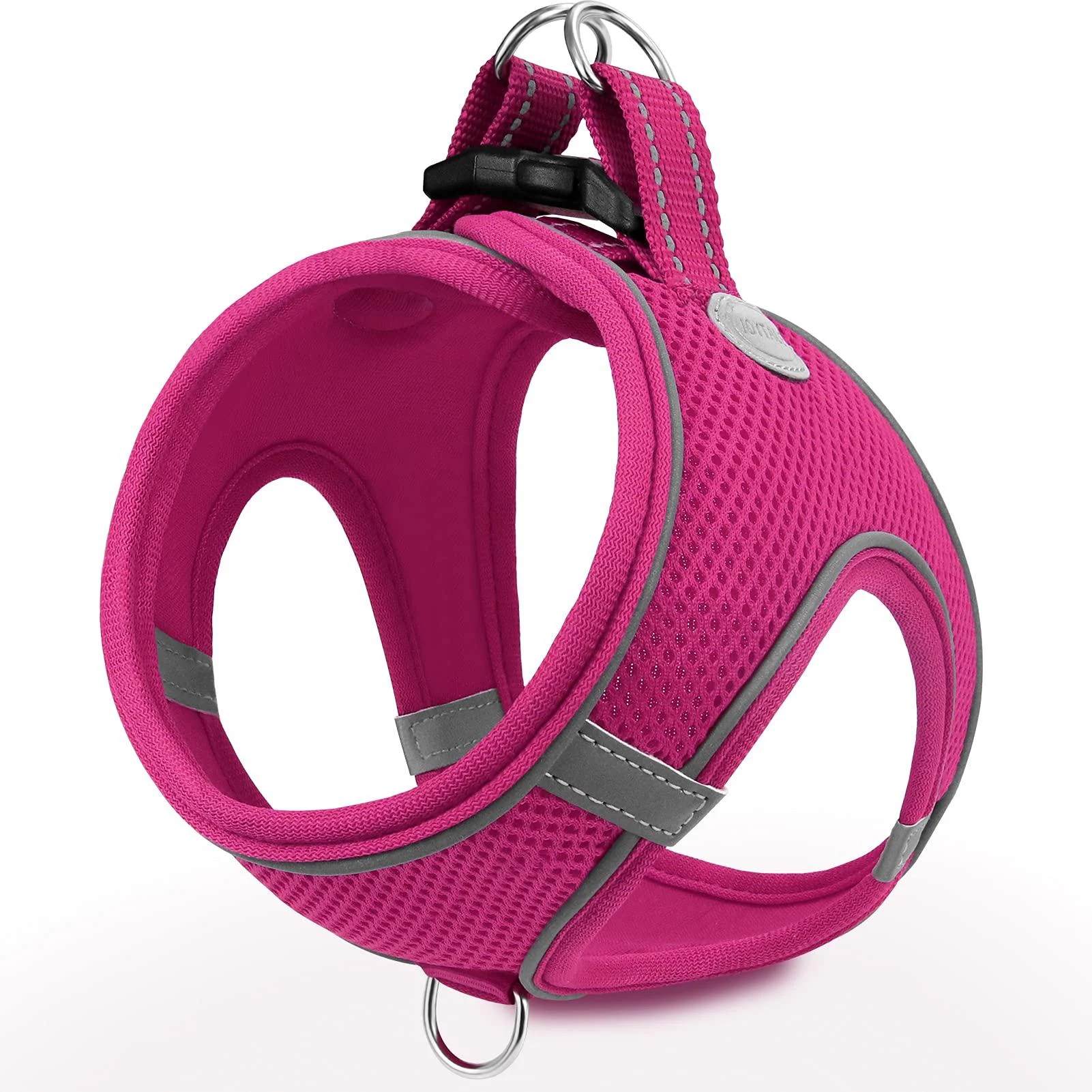 Joyal dog harness Small dogs reflective soft padded dog dishes air-mesh breast dishes for puppies Little dogs S bright pink S-breast: 38-42cm Hot pink