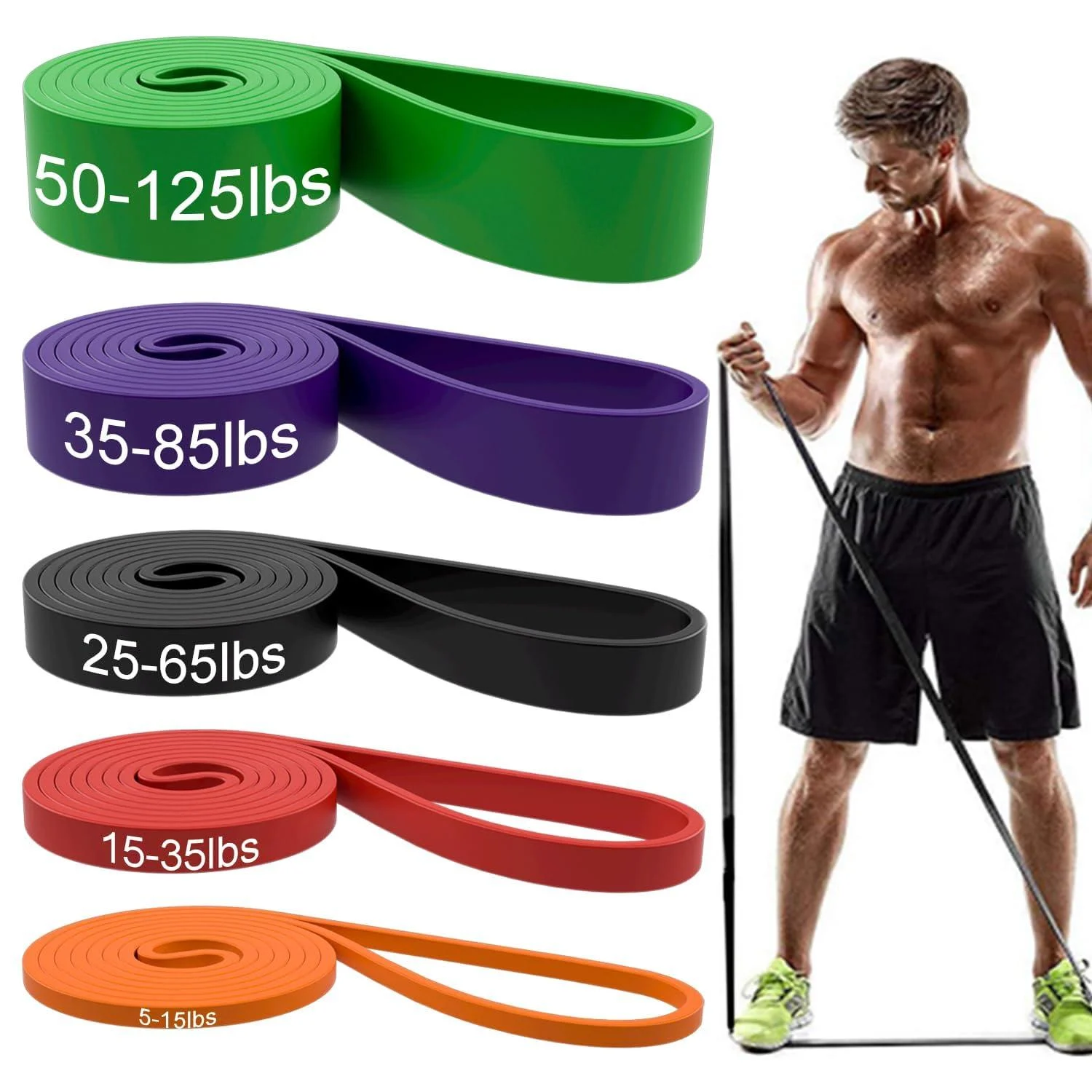 Resistance Bands Pull Up Assist Bands - Workout Bands Eexercise Bands Long Resistance Bands Set for Working Out Fitness Training Physical Therapy for Men Women Multicolor 5