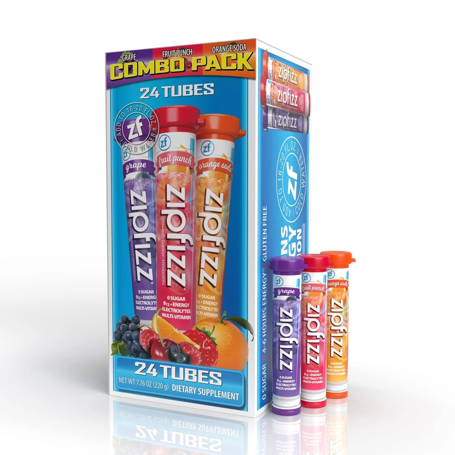 Zipfizz Energy Drink Mix Electrolyte Hydration Powder with B12 and Multi Vitamin Combo Pack (24 Pack) Combo 24 Count (Pack of 1)