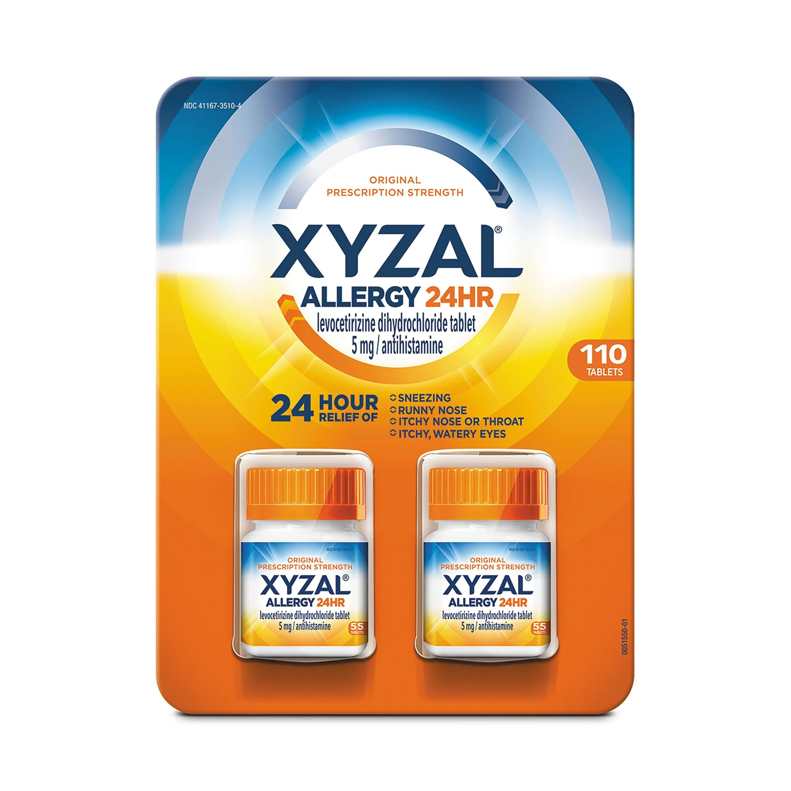 Xyzal Allergy Pills 24-Hour Allergy Relief Original Prescription Strength55 Count (Pack of 2)