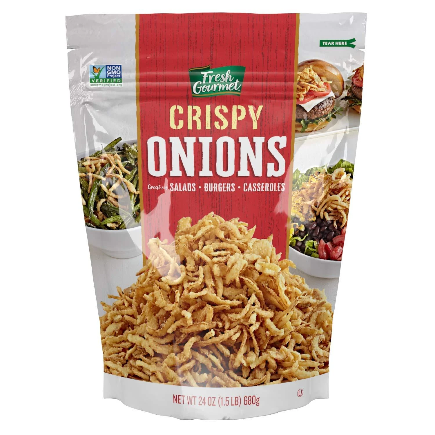 Fresh Gourmet Crispy Onions | 24 Ounce | Low Carb | Crunchy Snack and Salad Topper Original Crispy Onions 24 Ounce (Pack of 1)