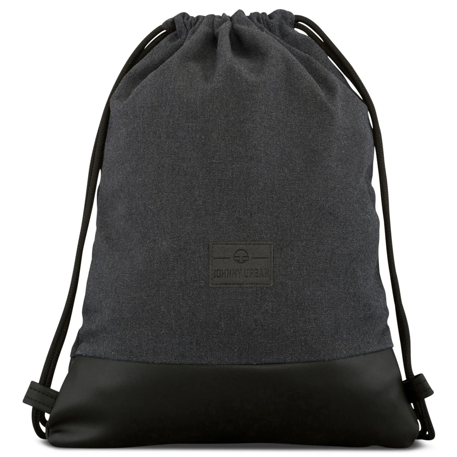 Johnny Urban gym bag women & men black - luke - bag backpack with cord strain - cotton canvas - small inner pocket for value anthracite / black