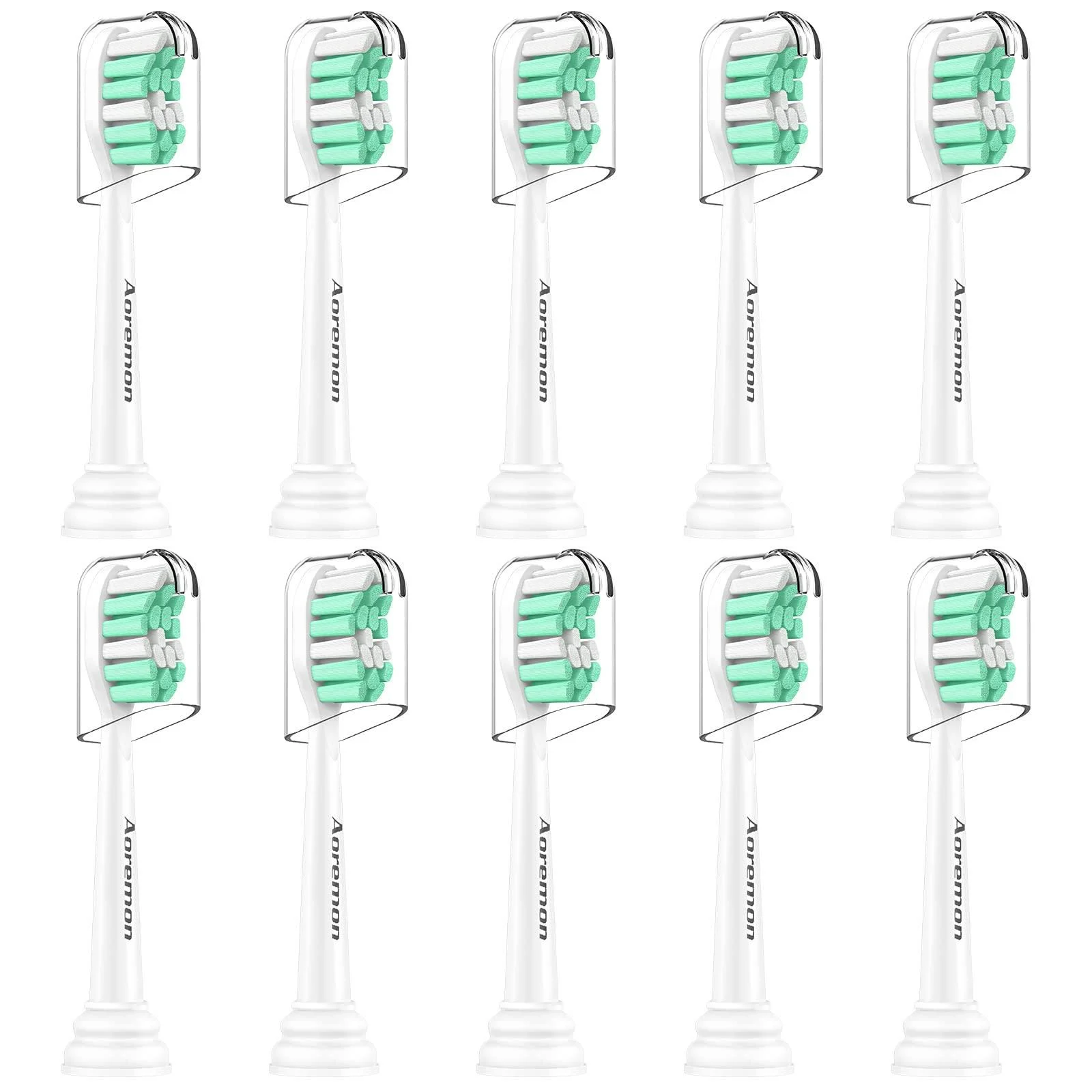 Aoremon Replacement Toothbrush Heads for Philips Sonicare HX9023/65, 10 Pack Green