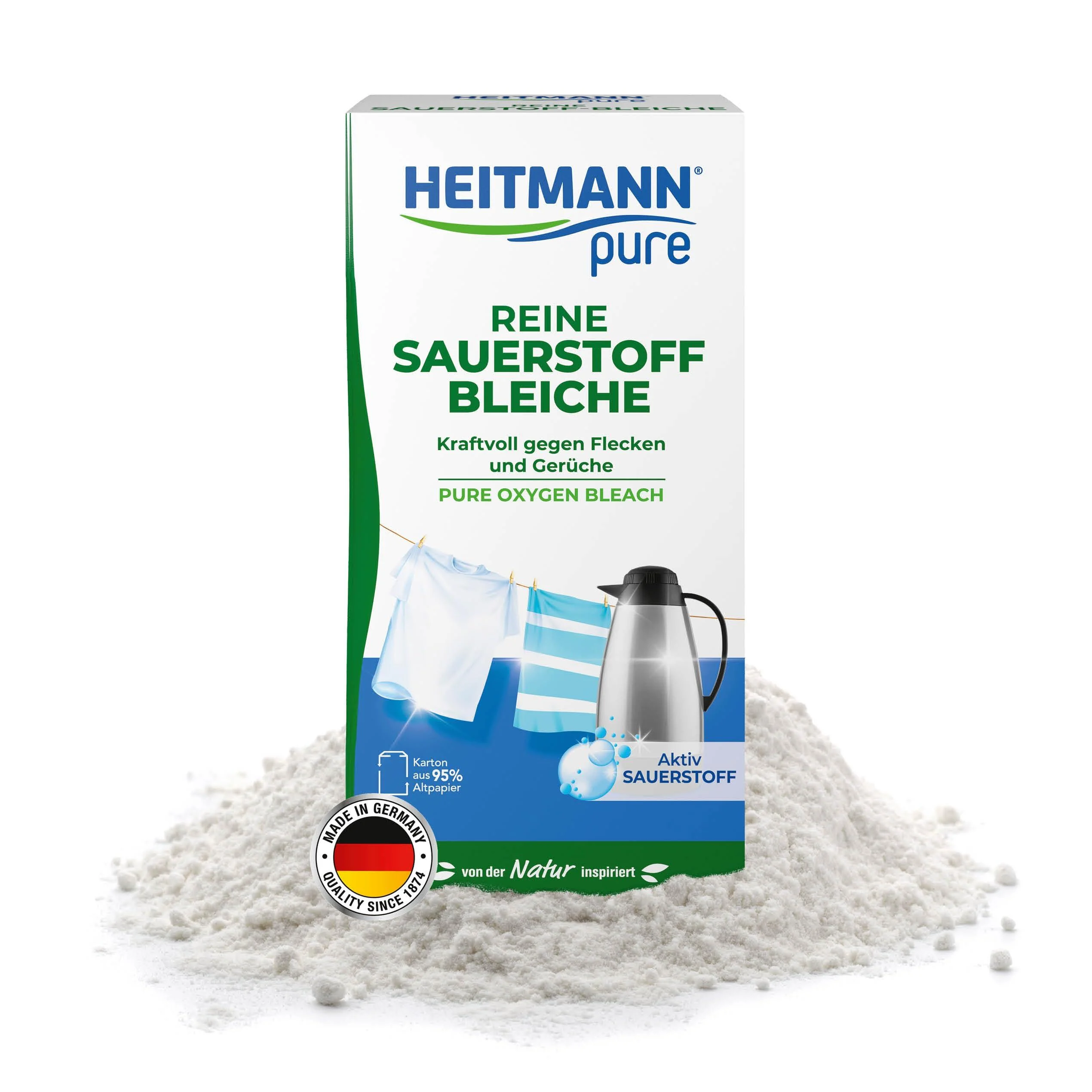 HEITMANN pure Pure Oxygen Bleach: Ecological Bleach high Washing Power Against Stains & Dirt 1x 350g