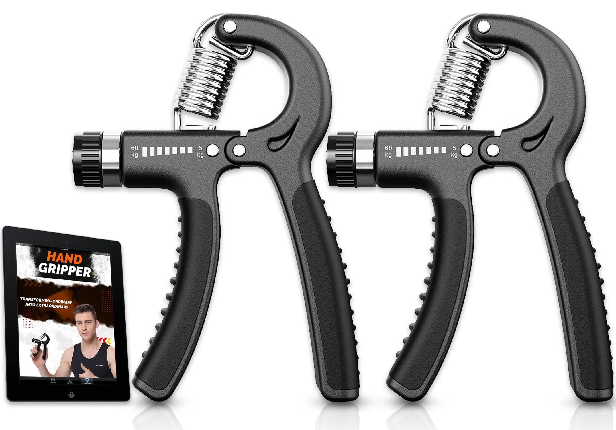 2 Set forearm trainer-5-60 kg adjustable hand trainer with e-book-forearm training device improved force & grip wrist arm support & grip rehabilitation