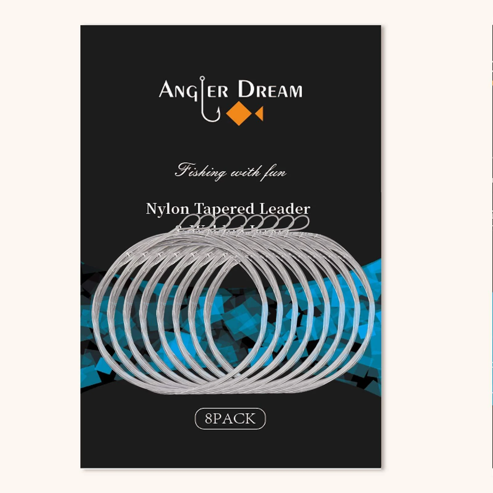 ANGLER DREAM 8 Pack Welded Tapered Leader Fly Fishing Leader with Loop 9ft 0/1/2/3/4/5/6/7X Nylon Fly Leader Welded Loop Fly Leader 4x