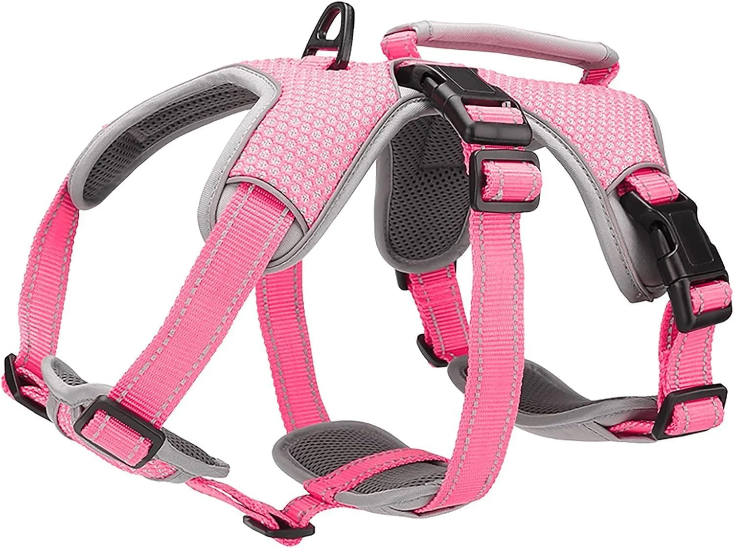 Belpro multi-purpose dog harness no breakdown no pulling reflective adjustable vest with durable handle dog dishes for large/active dogs (powder L) L (1 Pack) pink
