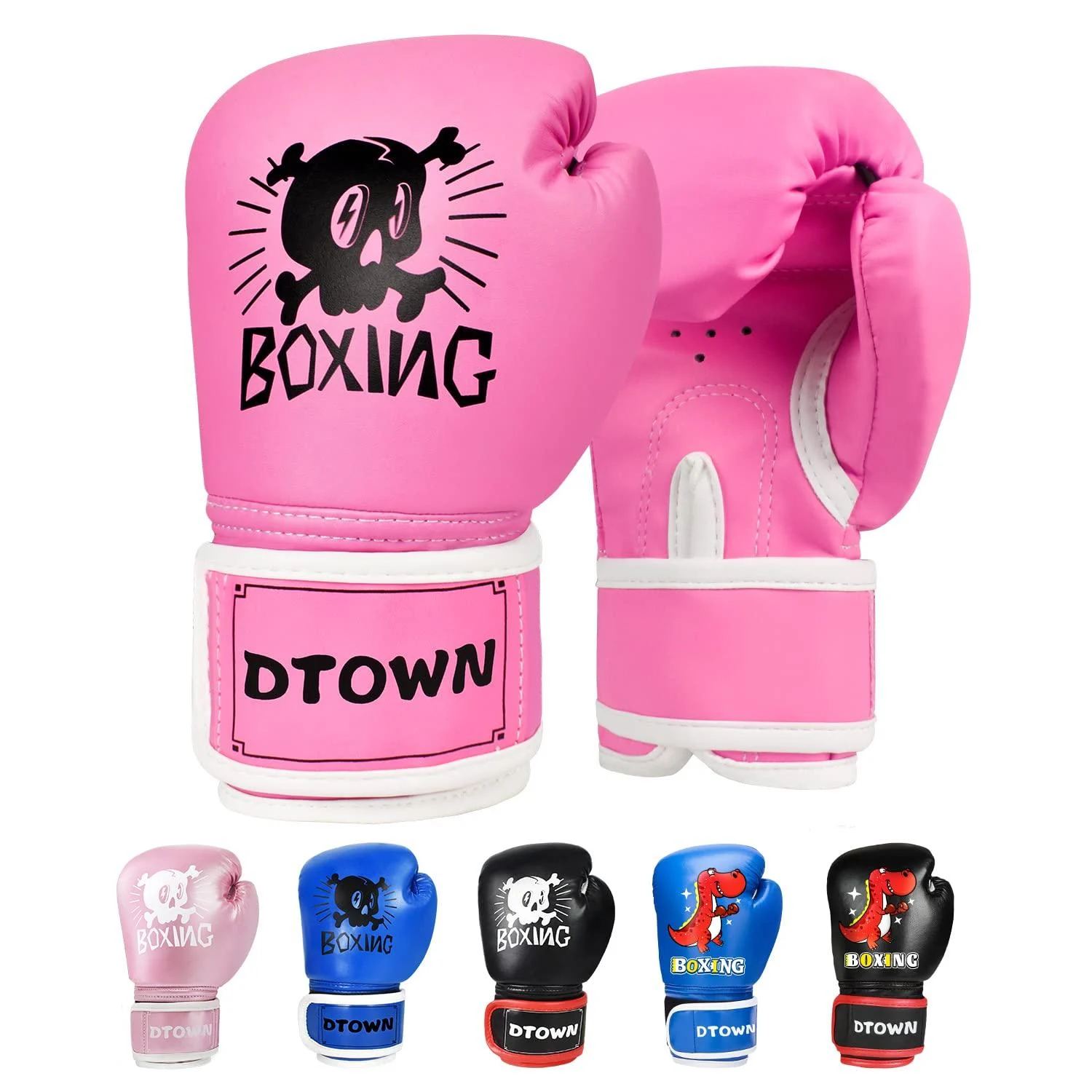 Kids Boxing Gloves Premium Breathable Training Boxing Gloves for Punching Bag, Kickboxing, MMA Pink 4 OZ - Dtown