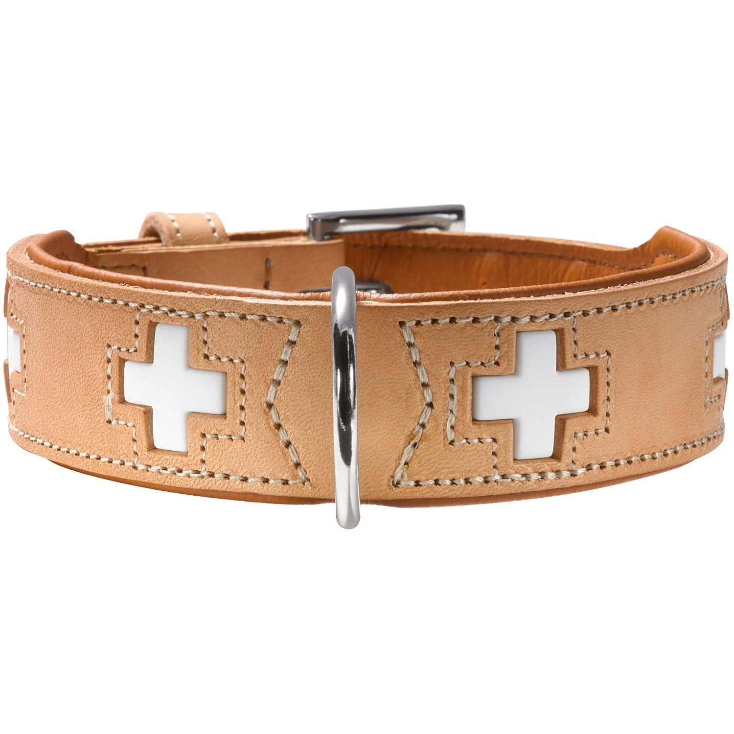HUNTER SWISS dog collar leather high quality Swiss cross 42 (SM) natural/beige natural/beige 42 (SM) Collar