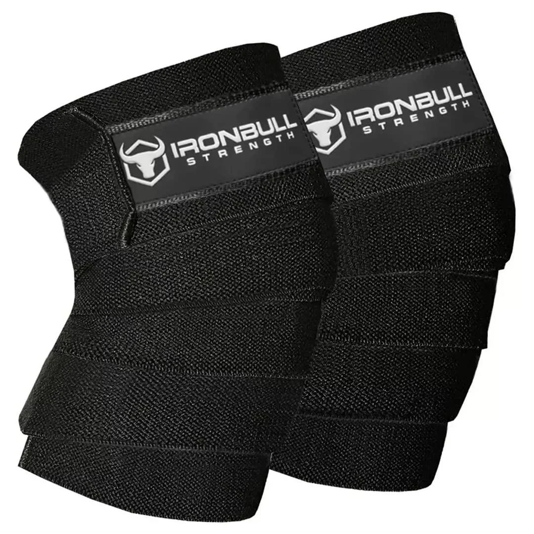 Knee Wraps for Weightlifting - 80" Elastic Knee Straps for Squats and Weight Lifting - Lifting Knee Wraps for Strength & Compression Wrap - Knee Support for Squatting Powerlifting Gym Black