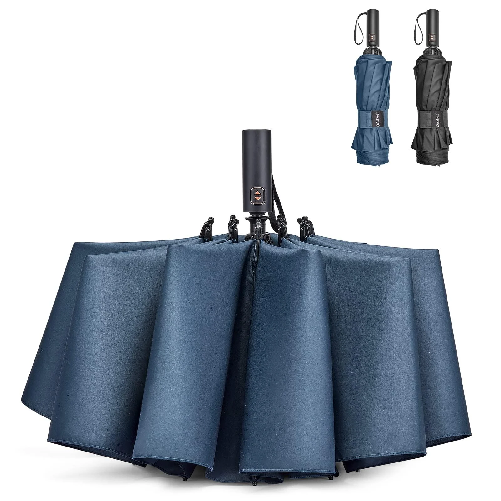 G4Free 62 Inch Large Golf Umbrella Compact Reverse Travel Umbrella 10 Ribs Windproof for Rain Double Canopy Automatic Open Close Blue
