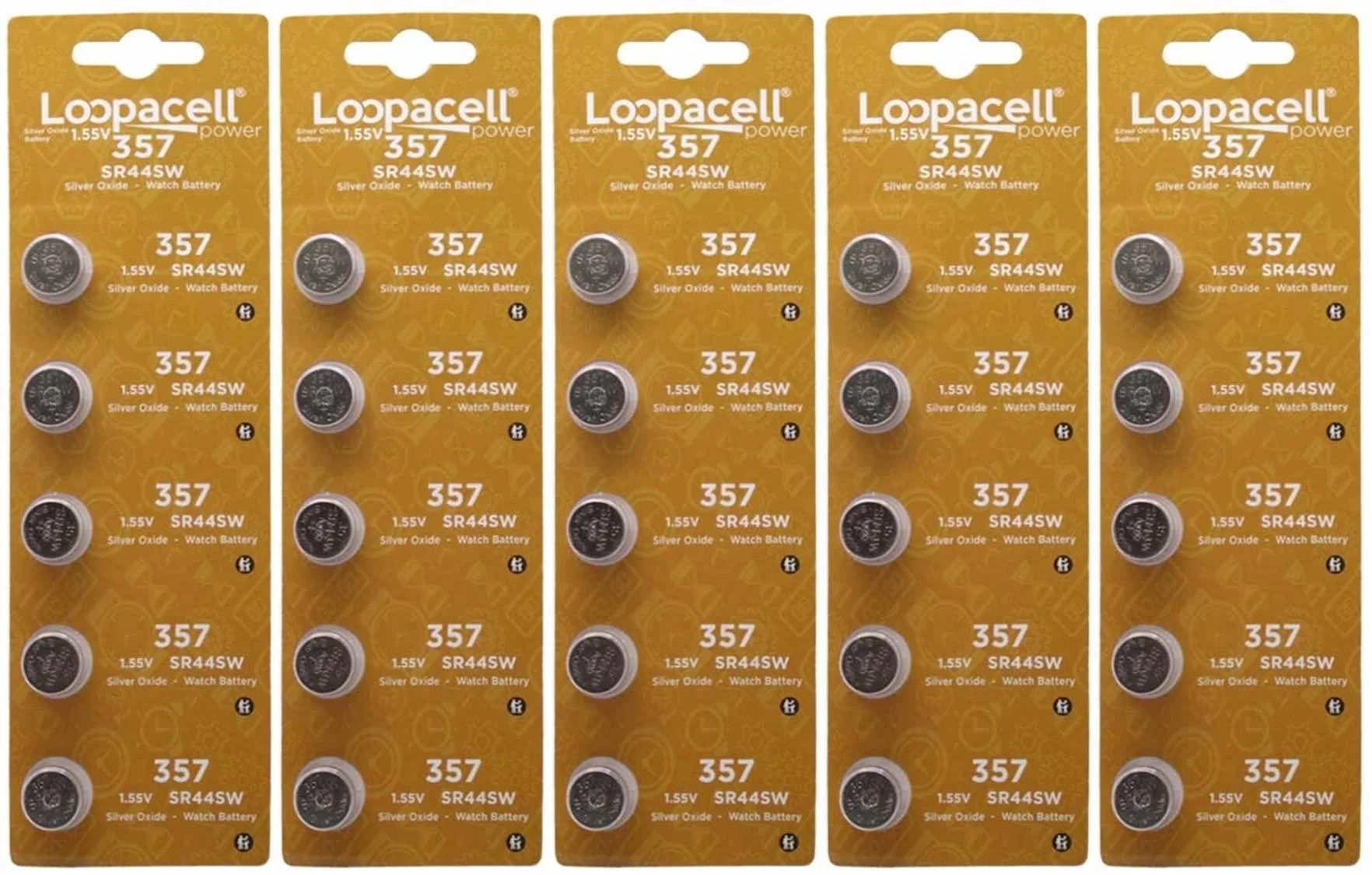 25 SR44W SR44 357 V357 Silver Oxide Watch Battery - LOOPACELL