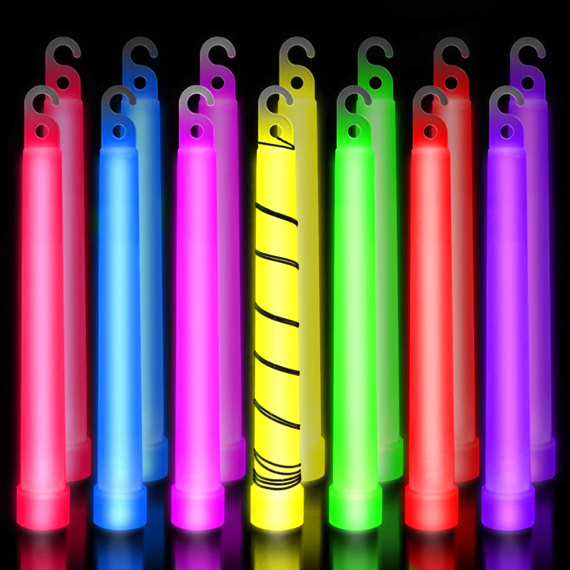 iGlow 14 Pieces Glow Party Ultra Bright Glow Sticks - Emergency Light Sticks for Camping Accessories, Parties, Hurricane Supplies, Earthquake, Survival Kit and More