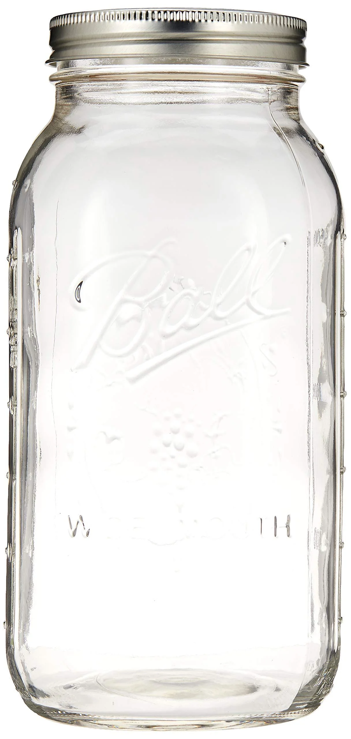 Ball Wide Mouth Half Gallon 64 Oz Jars with Lids and Bands, Set of 6 Clear