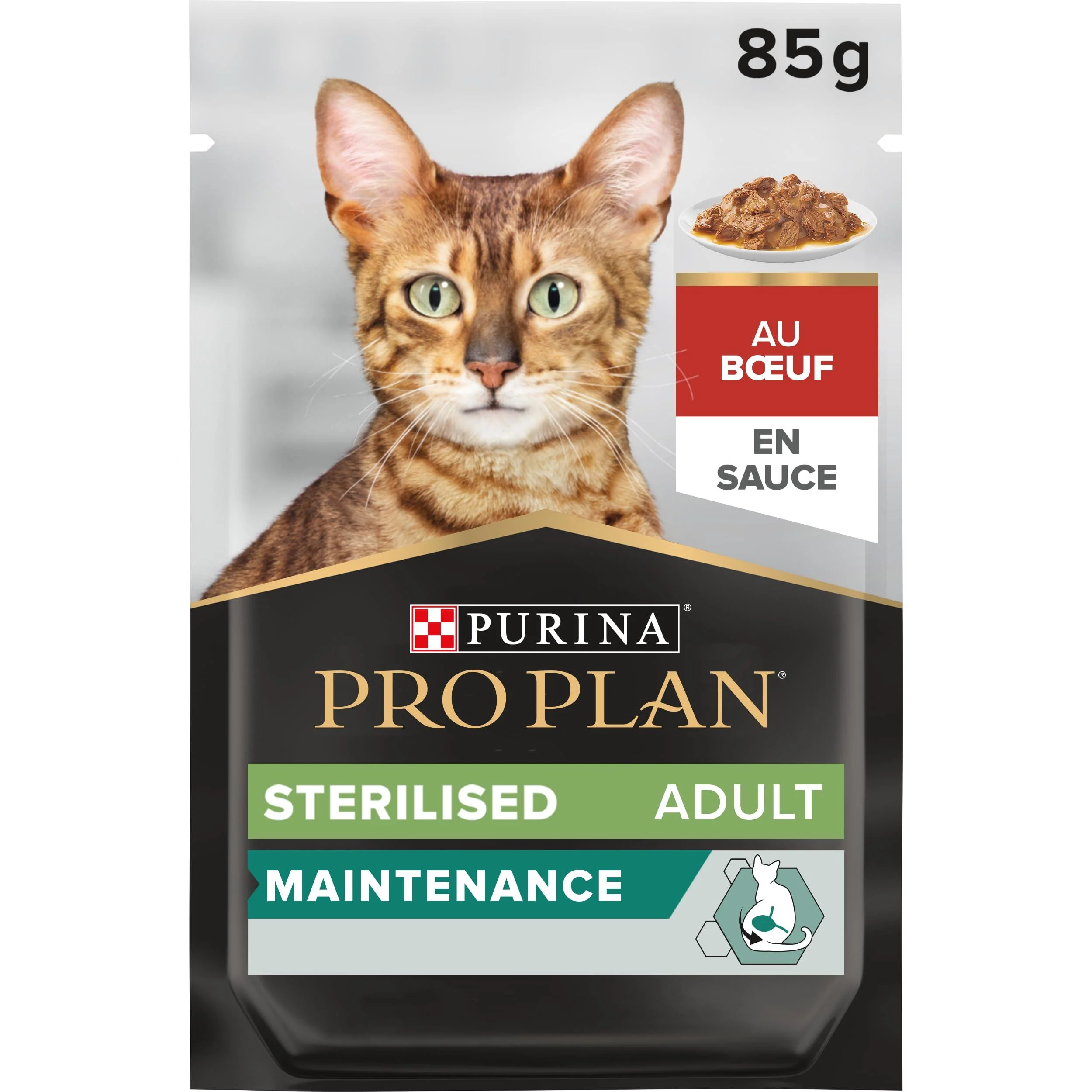 PURINA PRO PLAN | Sterilised Nutrisavour | Beef Tenders in Gravy | Cat | 85g Fresh Pouches | Pack of 26