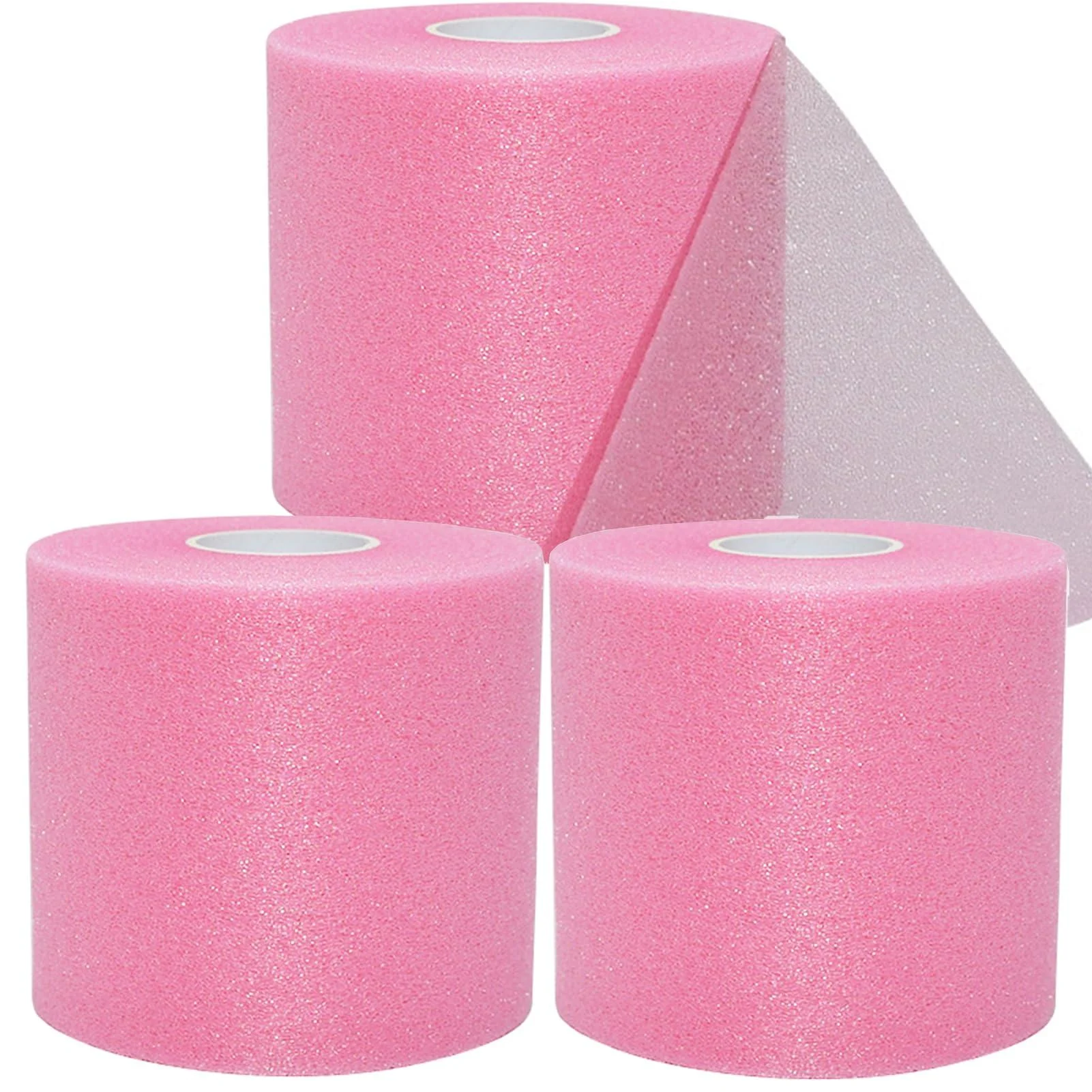 Pre Wrap Tape Athletic 3 Rolls Pink Prewrap Headbands for Hair Foam Underwrap Sports Wrap (66 Yards) Pink Pre Wrap (Foam)-3 Rolls