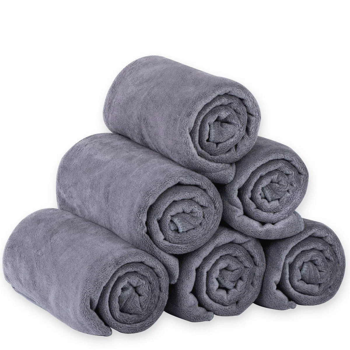 JML Microfiber Bath Towel Sets (6 Pack, 27" x 55") -Extra Absorbent, Fast Drying, Multipurpose for Swimming, Fitness, Sports, Yoga, Grey 6 Count Grey 6 Pack
