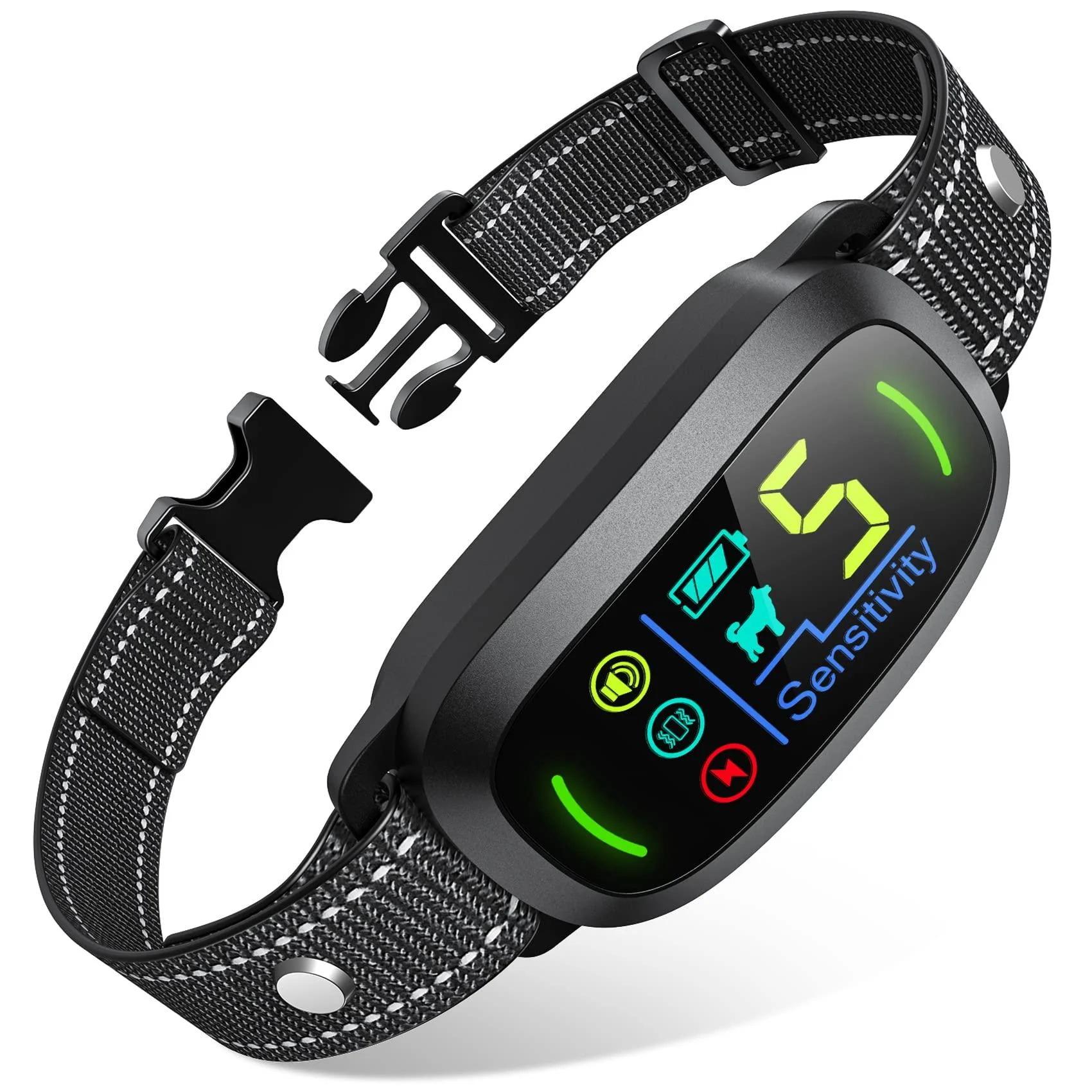 FAFAFROG Bark Collar, Rechargeable Dog Bark Collar with 5 Adjustable Sensitivity and Intensity Beep Vibration Shock, Anti Barking Collar for Small Medium Large Dogs Black