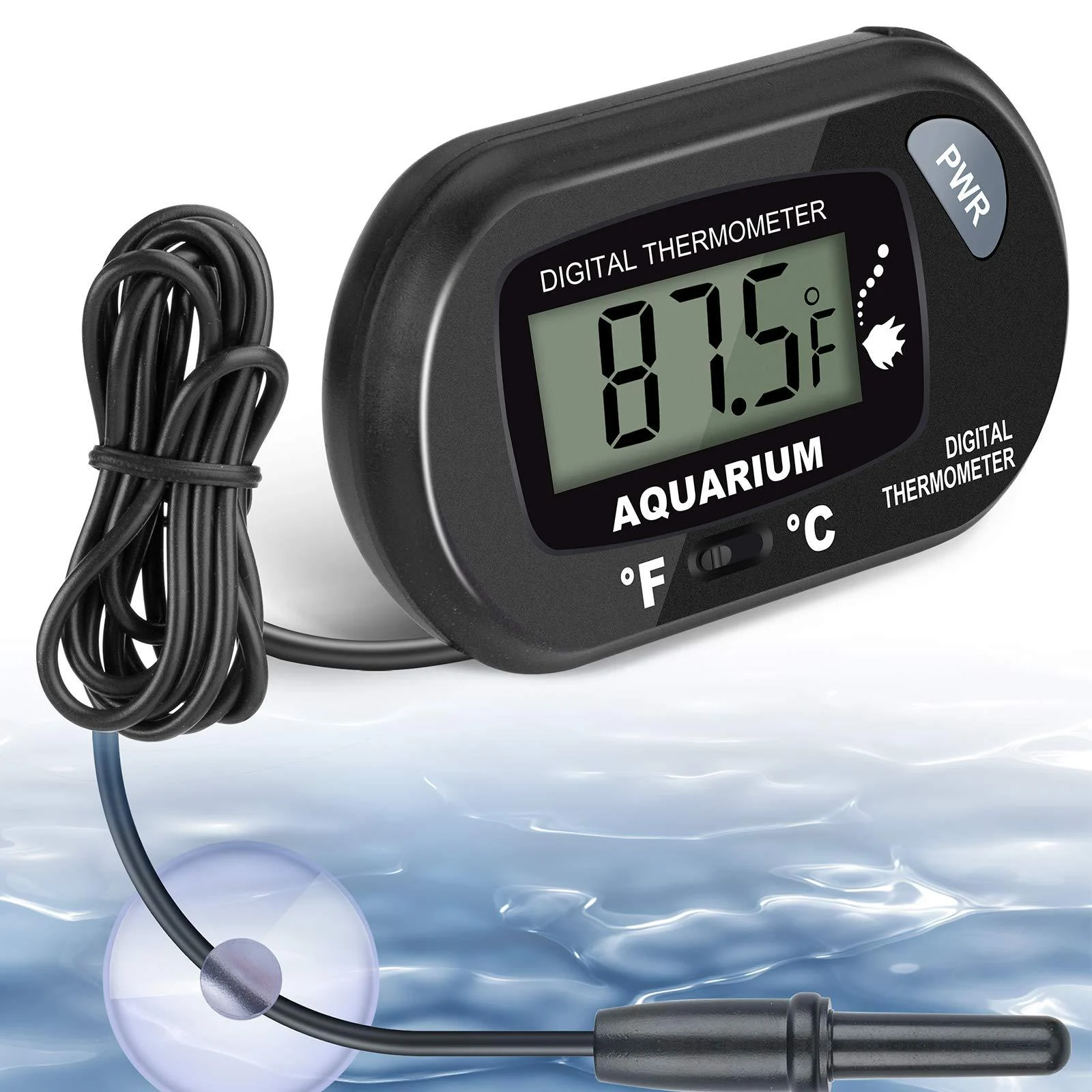Aquarium Thermometer, Fish Tank Thermometer, Water Thermometer seachem Prime with 3.3ft Cord Fahrenheit/Celsius(/) for Vehicle Reptile Terrarium Fish Tank Refrigerator by AikTryee