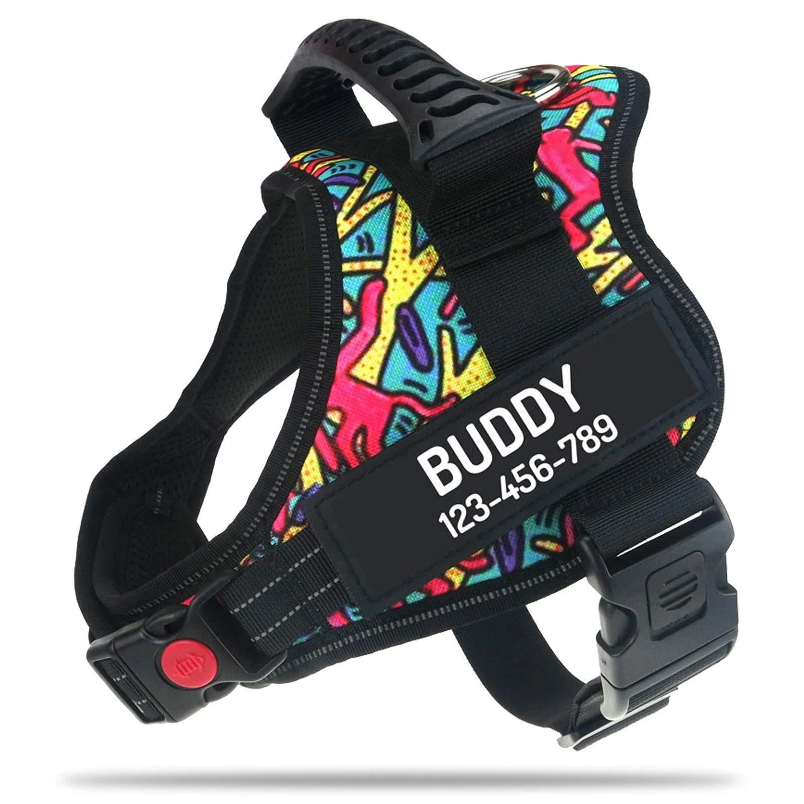 Pawpawify dog harnesses against pulling with personalized name and telephone number durable prevents tug pulling or choking for training and walking l chest 28-38in color doodle
