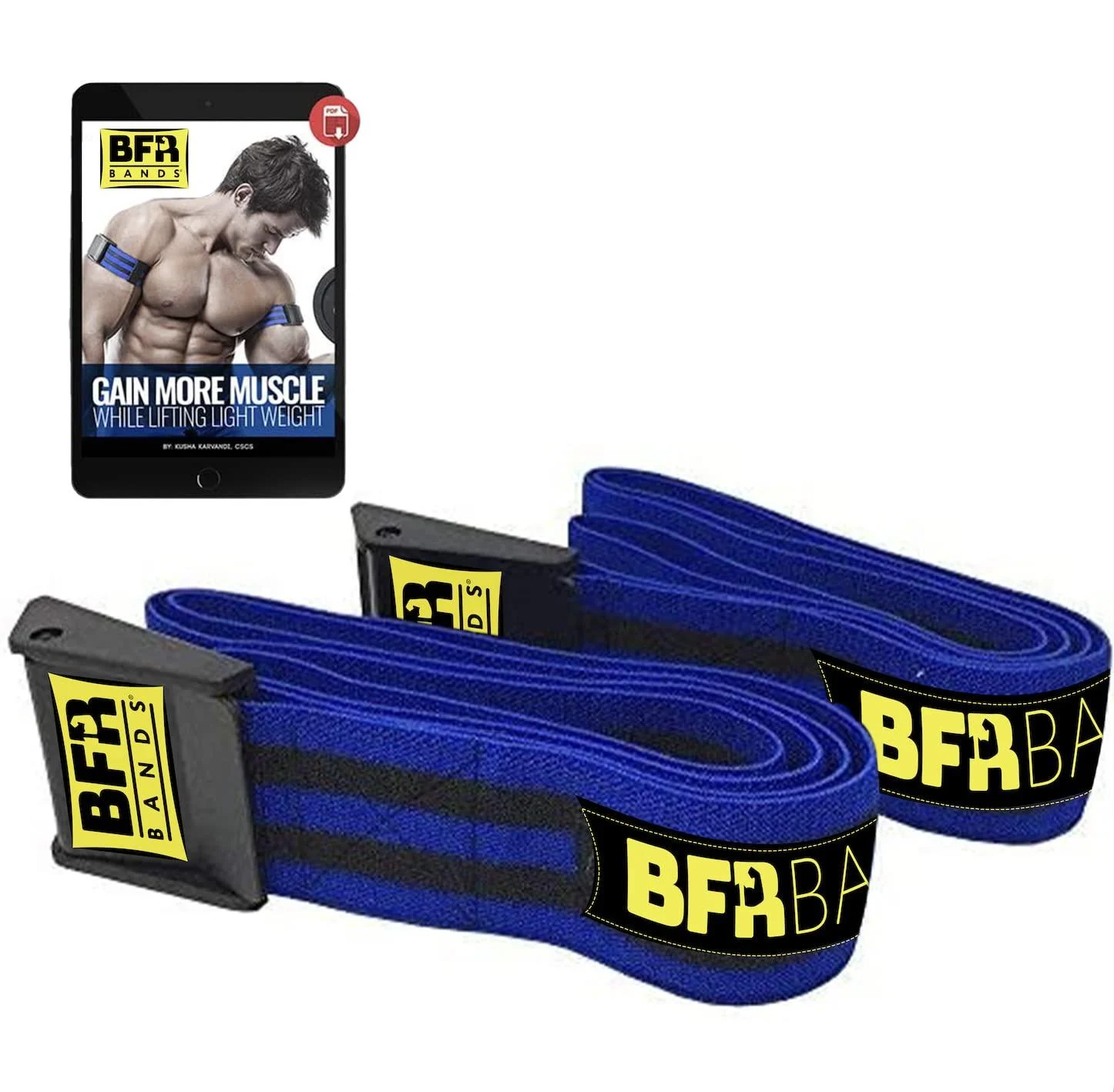 BFR BANDS Blood Flow Restriction Bands for Arms Legs Glutes Occlusion Training Gain Muscle Without Heavy Weight Lifting Quick-Release Elastic Strap Pro Bands 2pk PRO