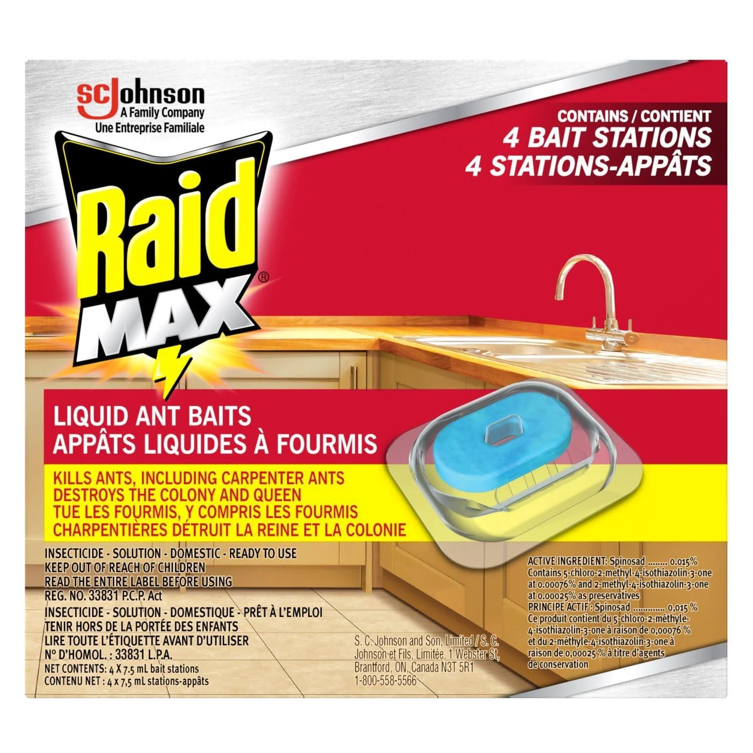 Raid Max Double Control Liquid Ant Killer Baits and Traps for Indoor Use Child Resistant 4 Count PESTICIDE
