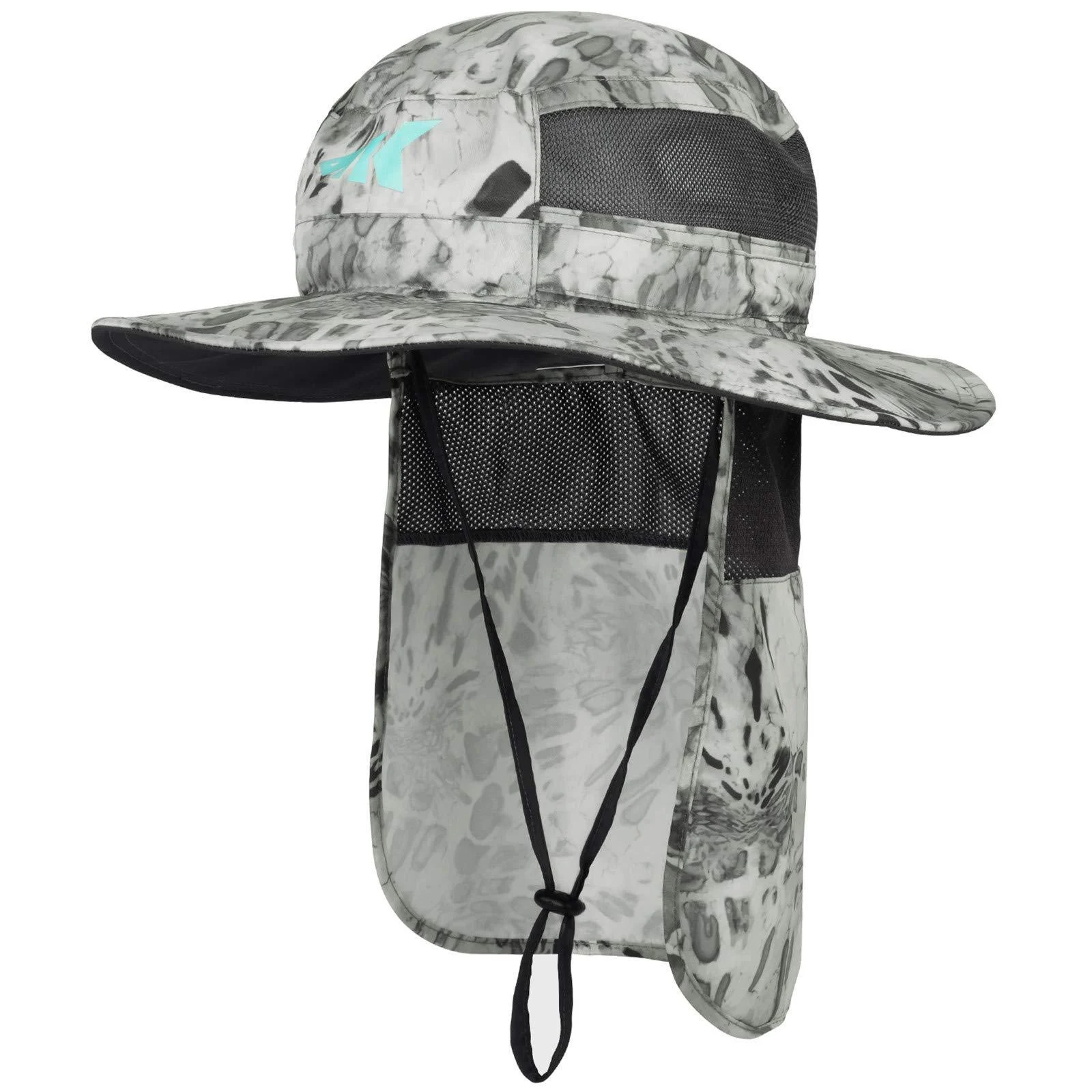 KastKing UPF 50 Boonie Hat Fishing Hat with Removable Neck Flap Sun Hats for Men A: Silver Mist(with Neck Shield)